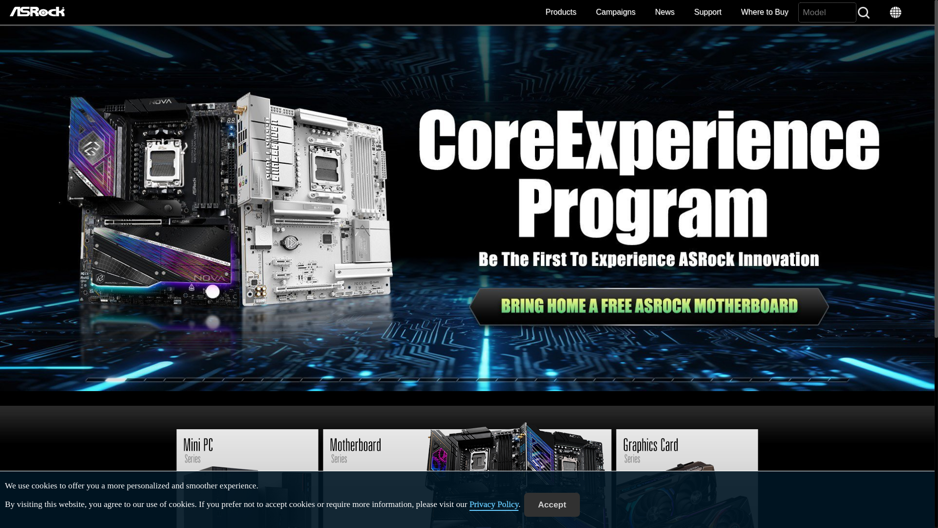 website screenshot of https://asrock.com