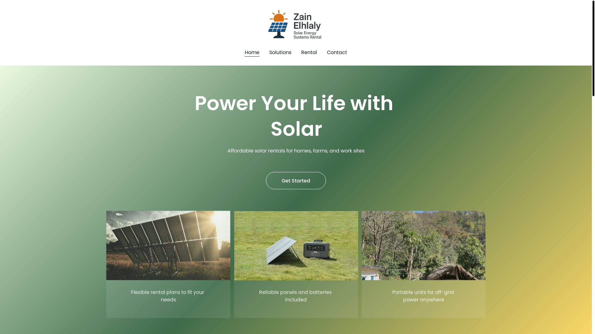website screenshot of https://zainalhlalysolar.com/