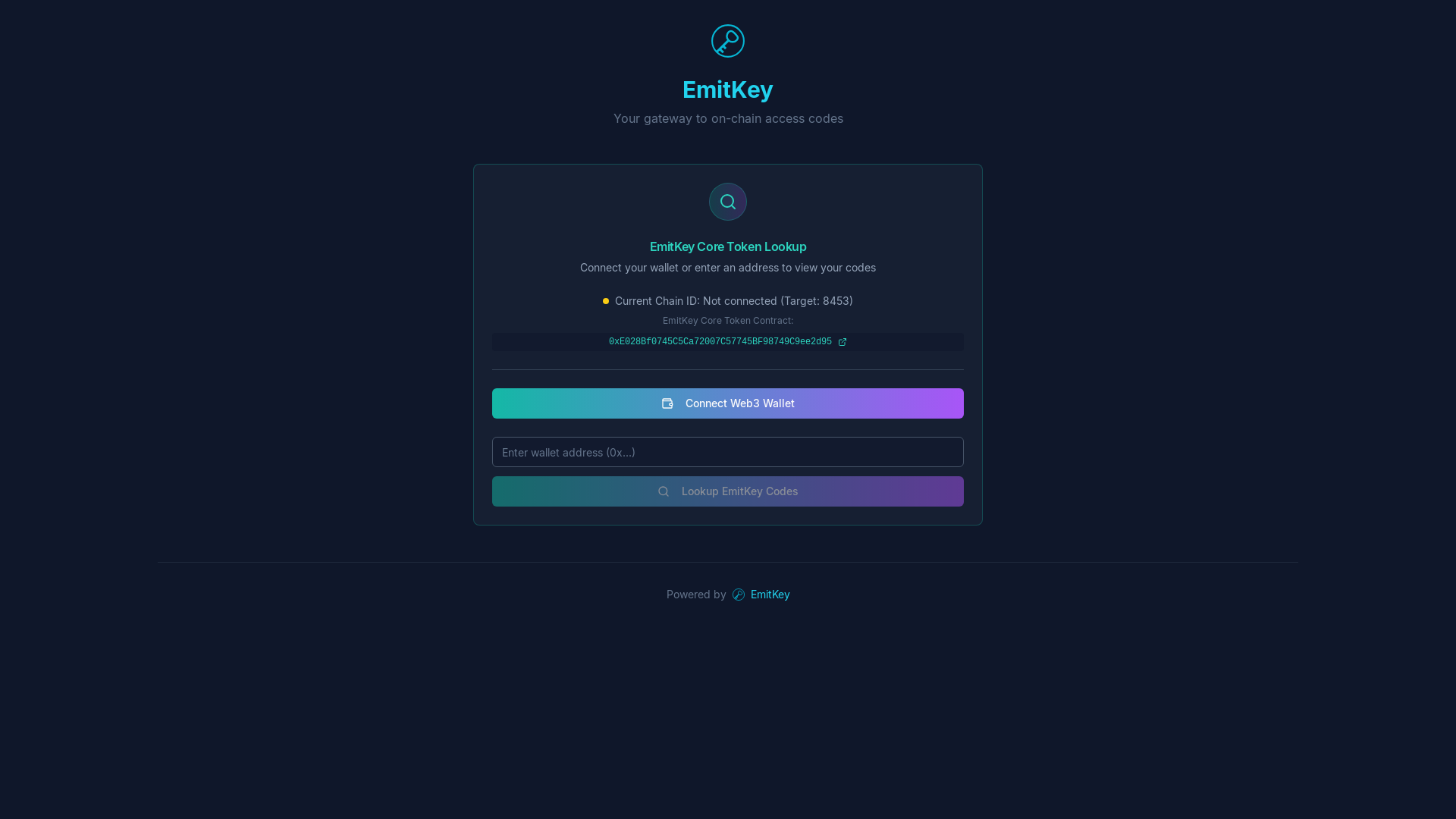 website screenshot of https://emitkey.app/