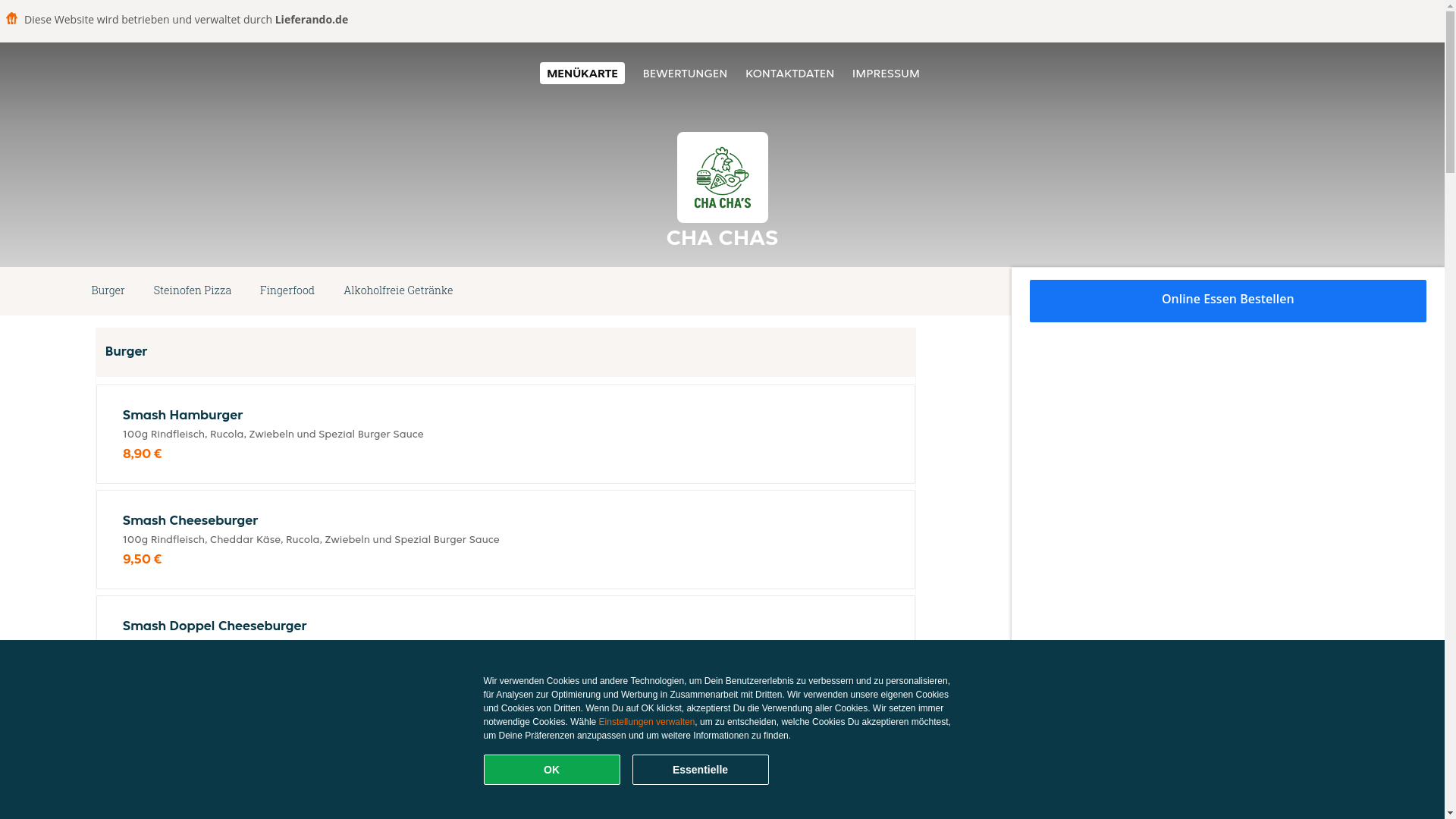 website screenshot of https://chachas-darmstadt.de/