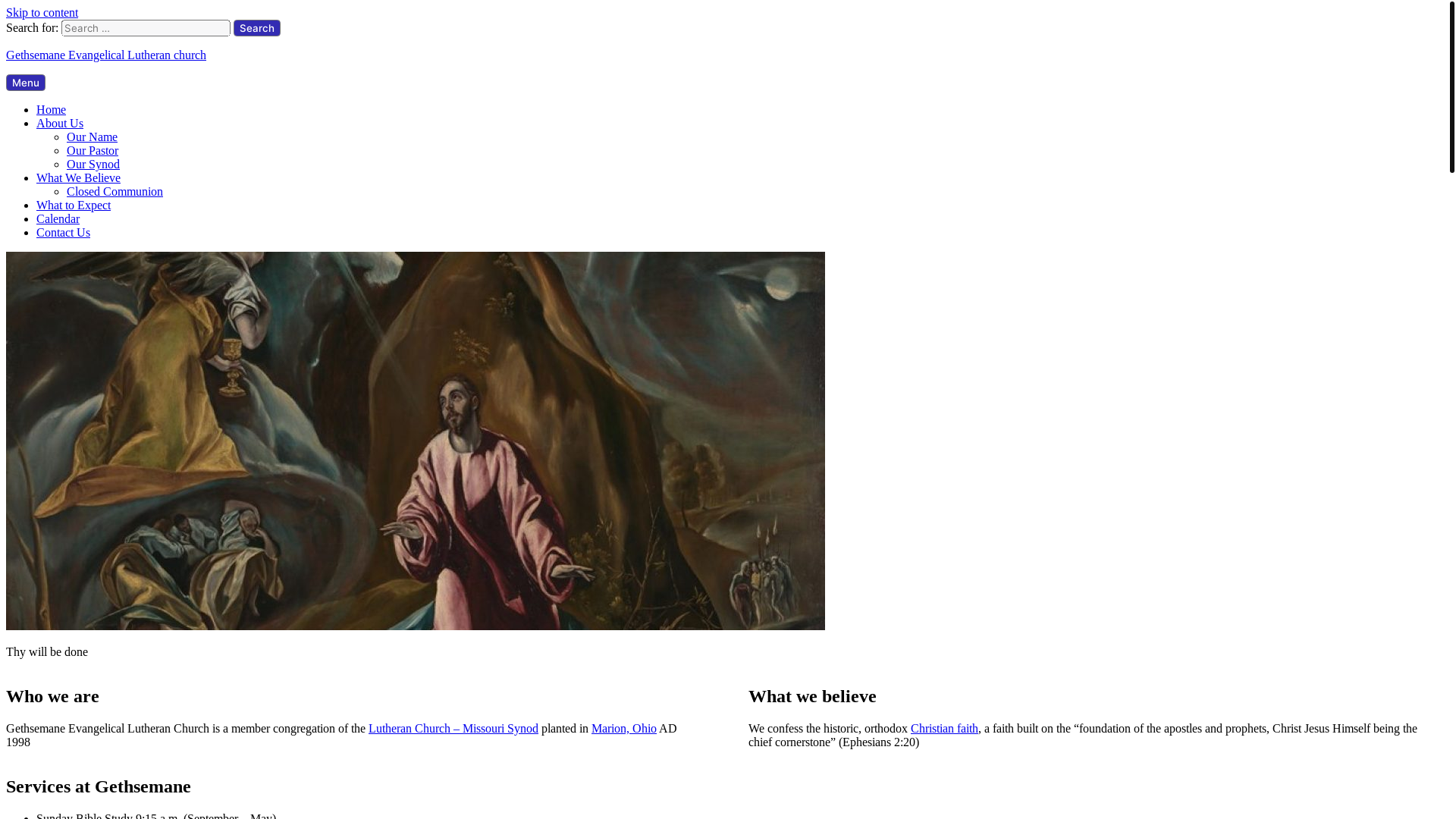 website screenshot of https://gethsemanemarion.church/