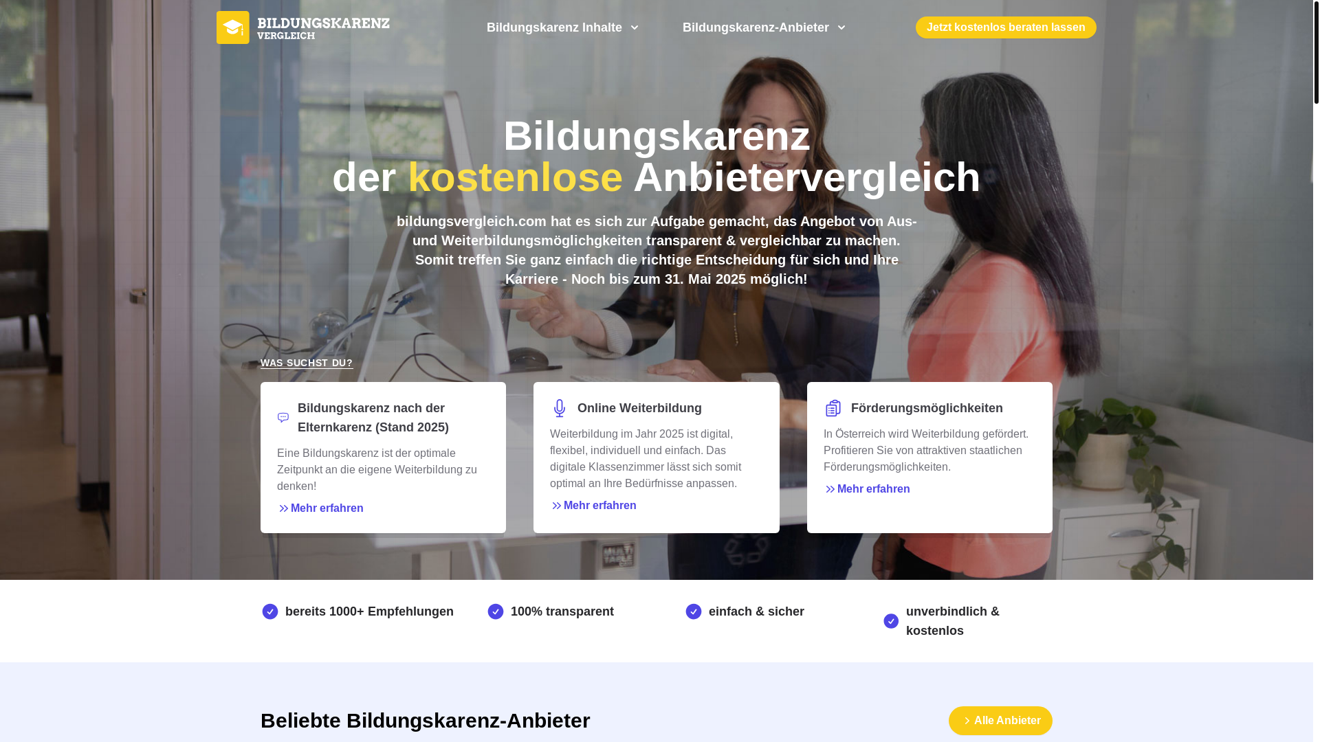 website screenshot of https://bildungskarenzvergleich.pages.dev/