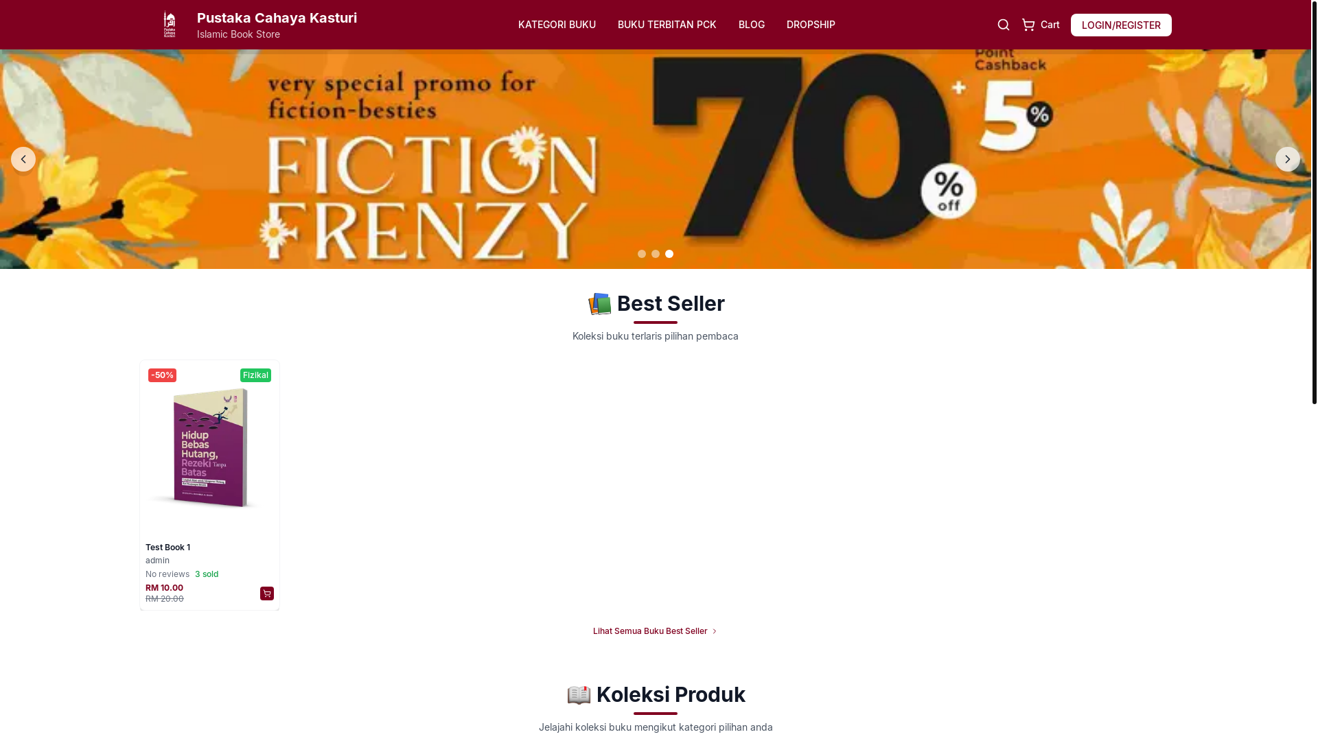 website screenshot of https://pustakacahayakasturi.com/