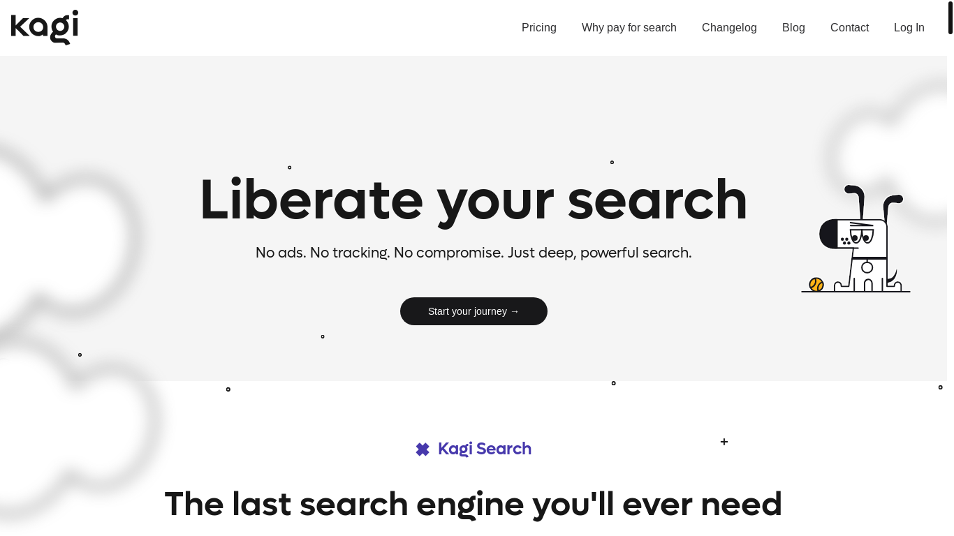website screenshot of https://kagi.com/