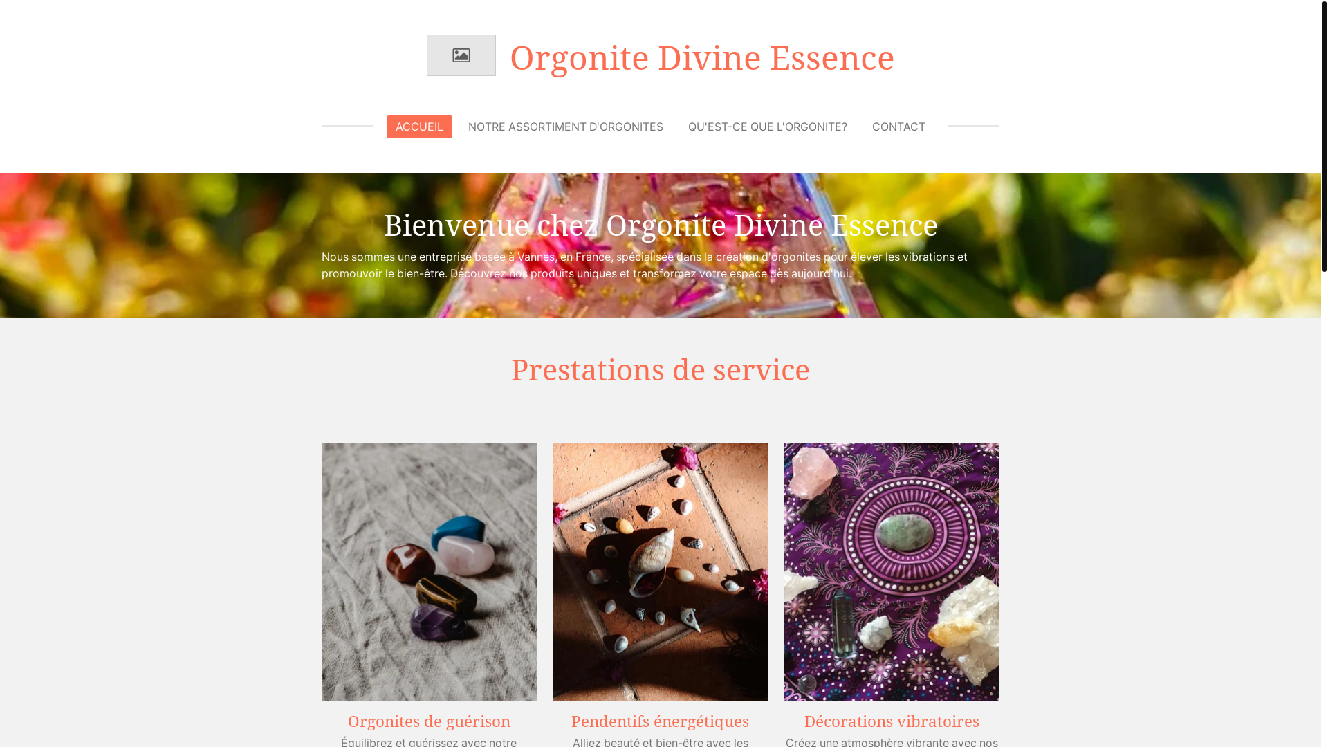 website screenshot of https://orgonite-divine-essence.fr/
