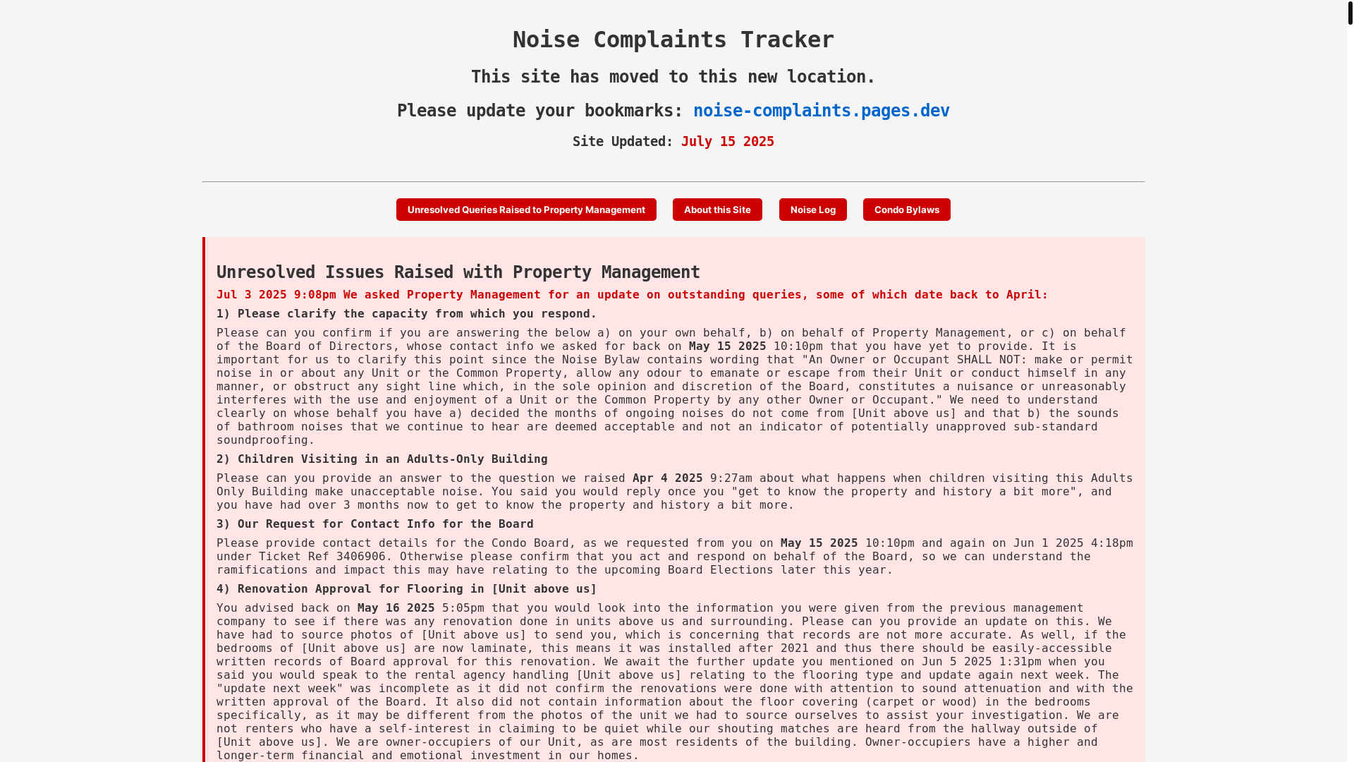 website screenshot of https://noise-complaints.pages.dev/