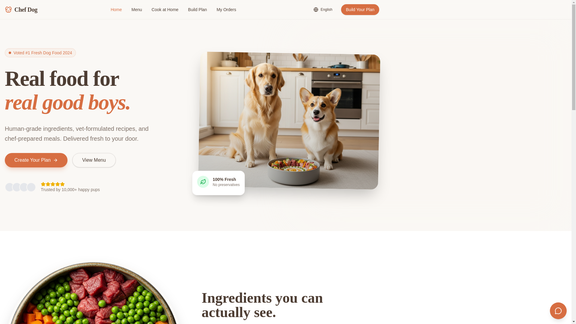 website screenshot of https://pawsomechef.net/