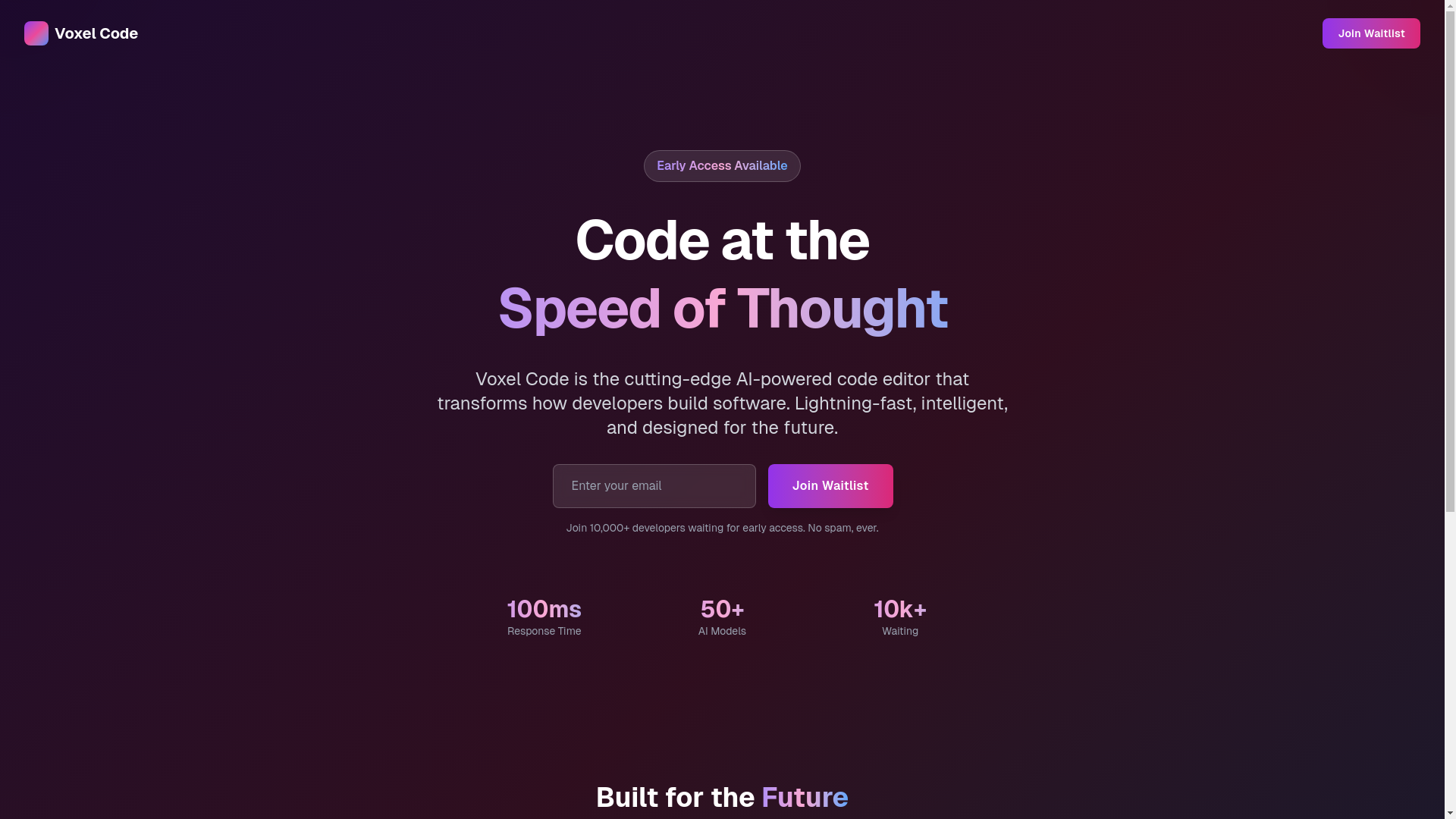 website screenshot of https://voxelcode.io/