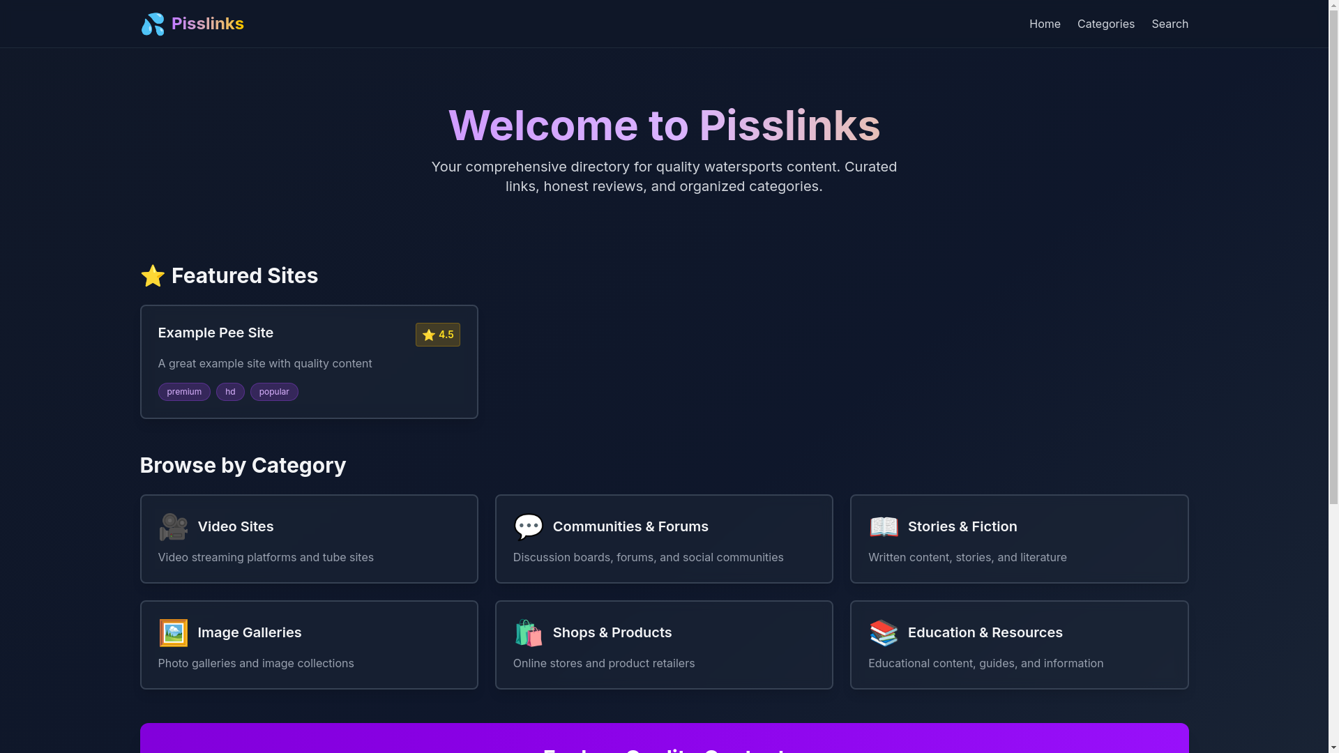website screenshot of https://pisslinks.com/