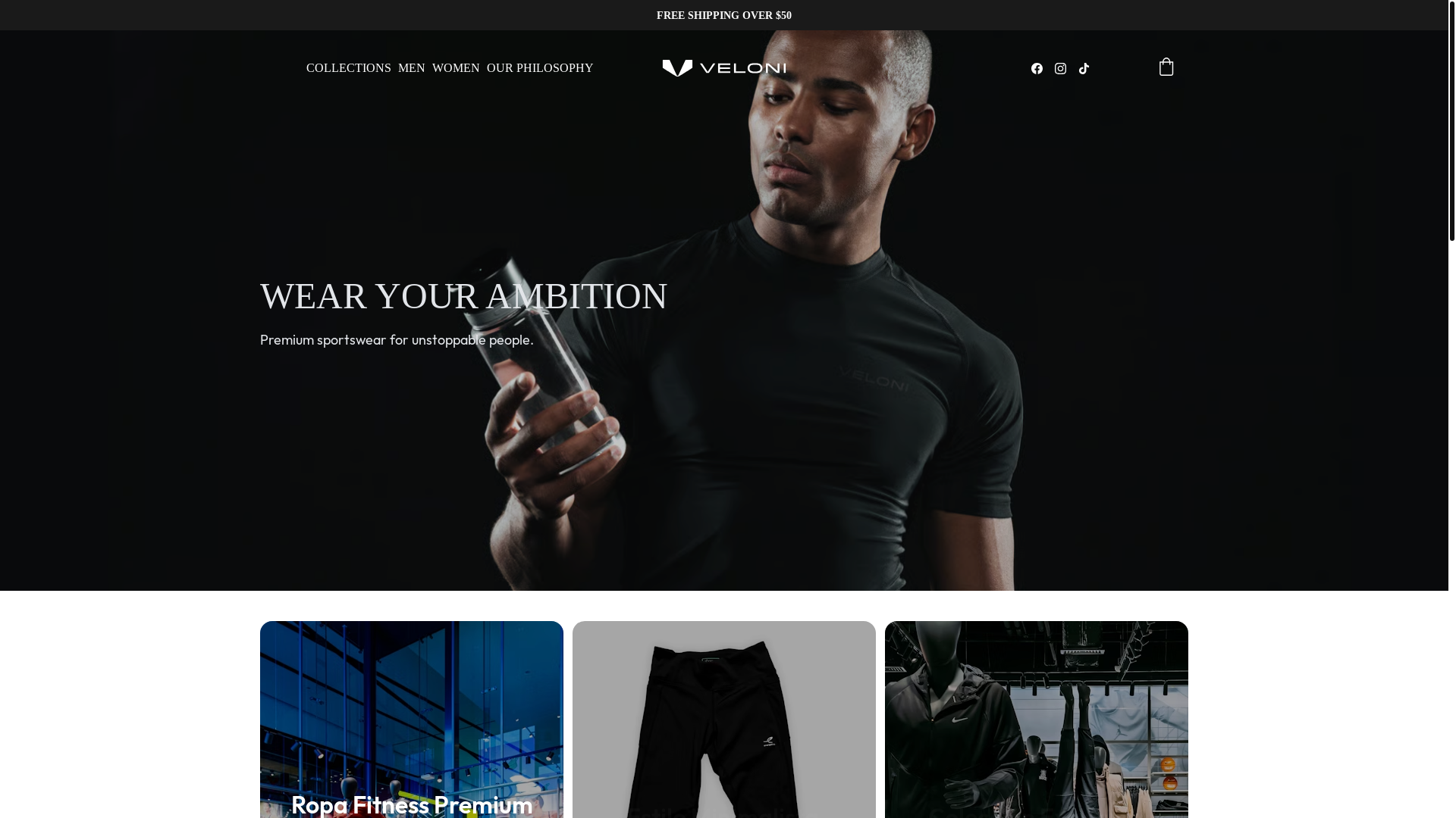 website screenshot of https://veloniwear.com/