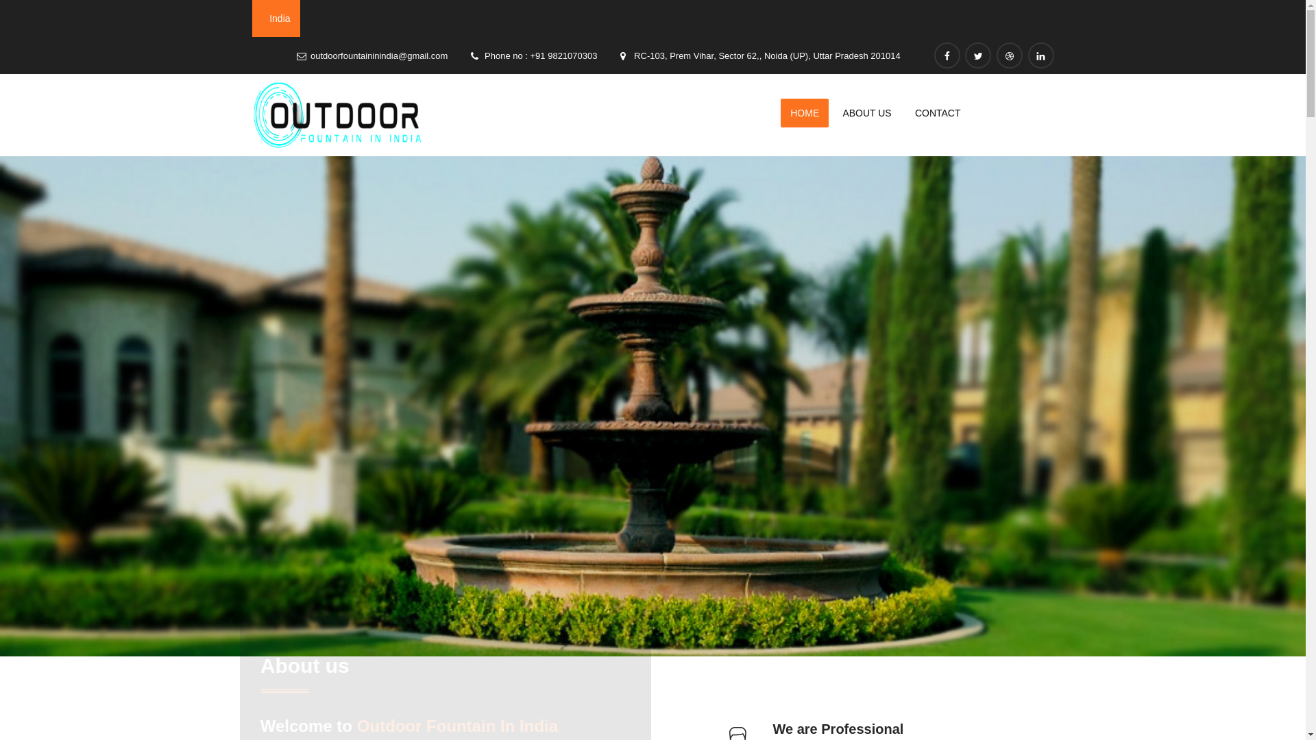 website screenshot of https://outdoorfountainindia.co.in/
