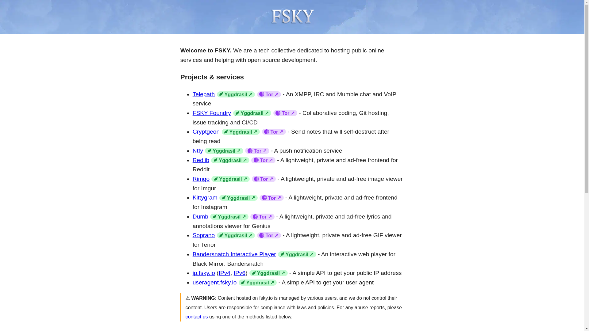 website screenshot of https://fsky.io/
