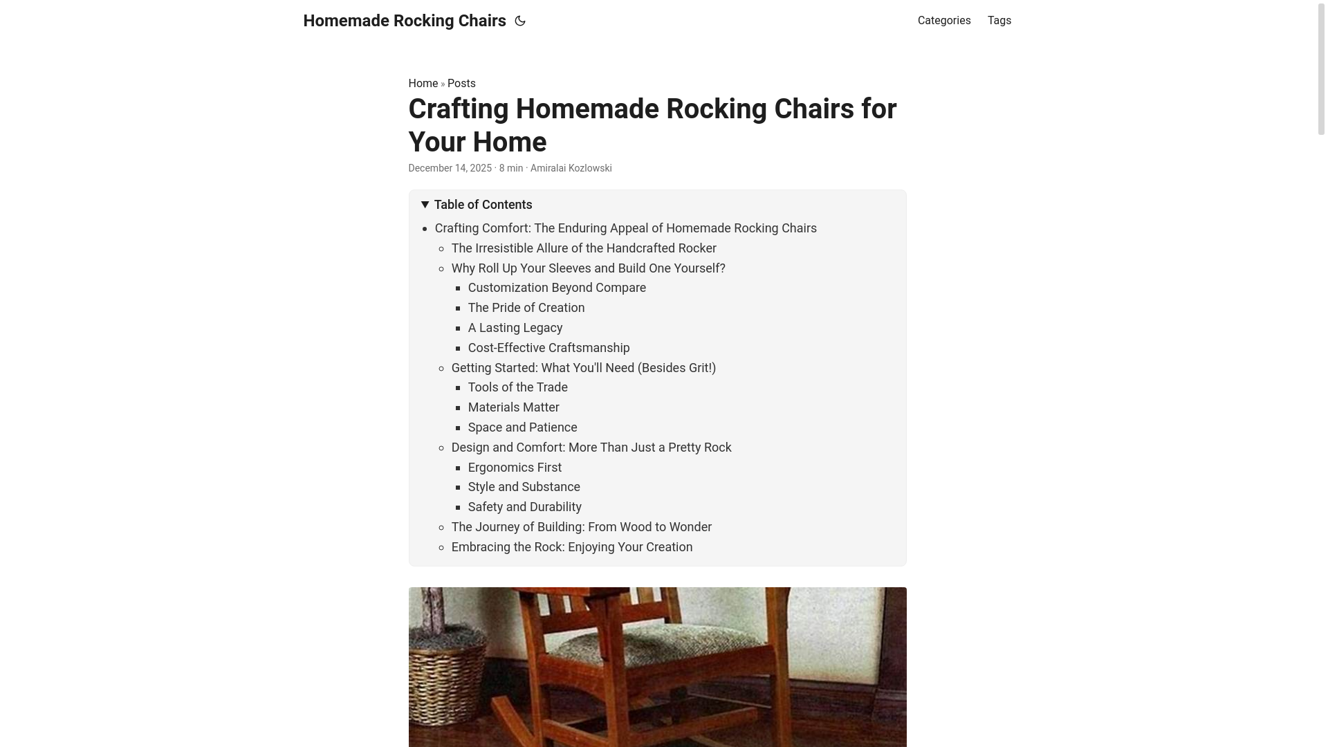 website screenshot of https://homemaderockingchairs.pages.dev/