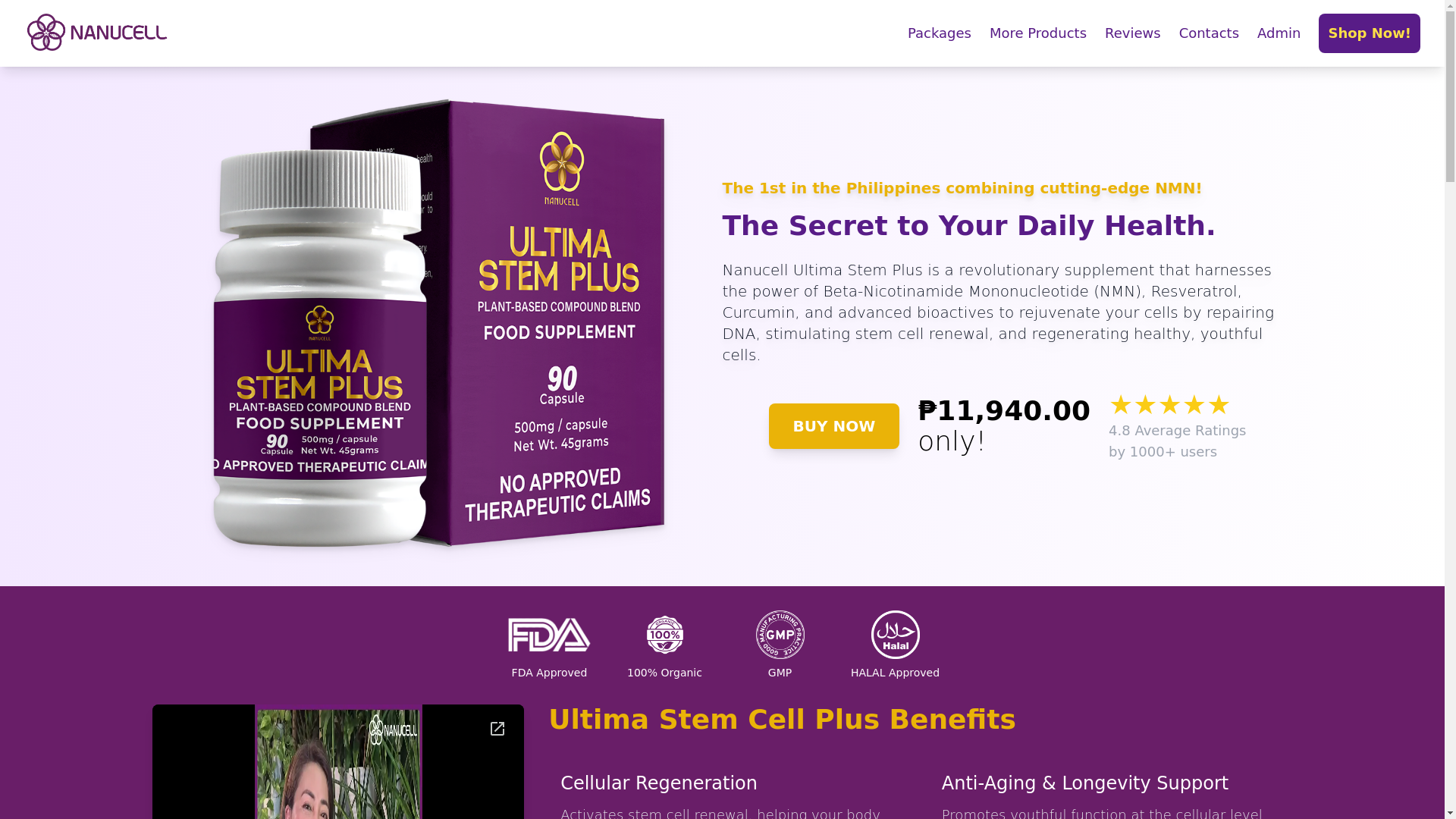 website screenshot of https://nanucellhealthshop.com/