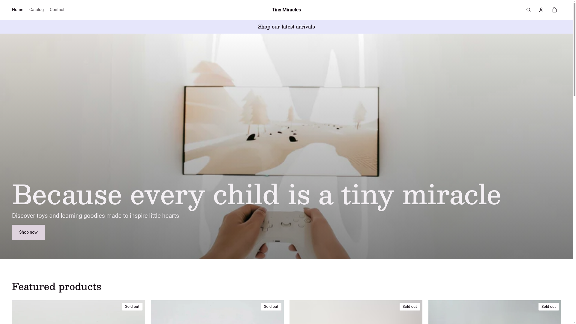 website screenshot of https://tinymiraclesshop.co.za/