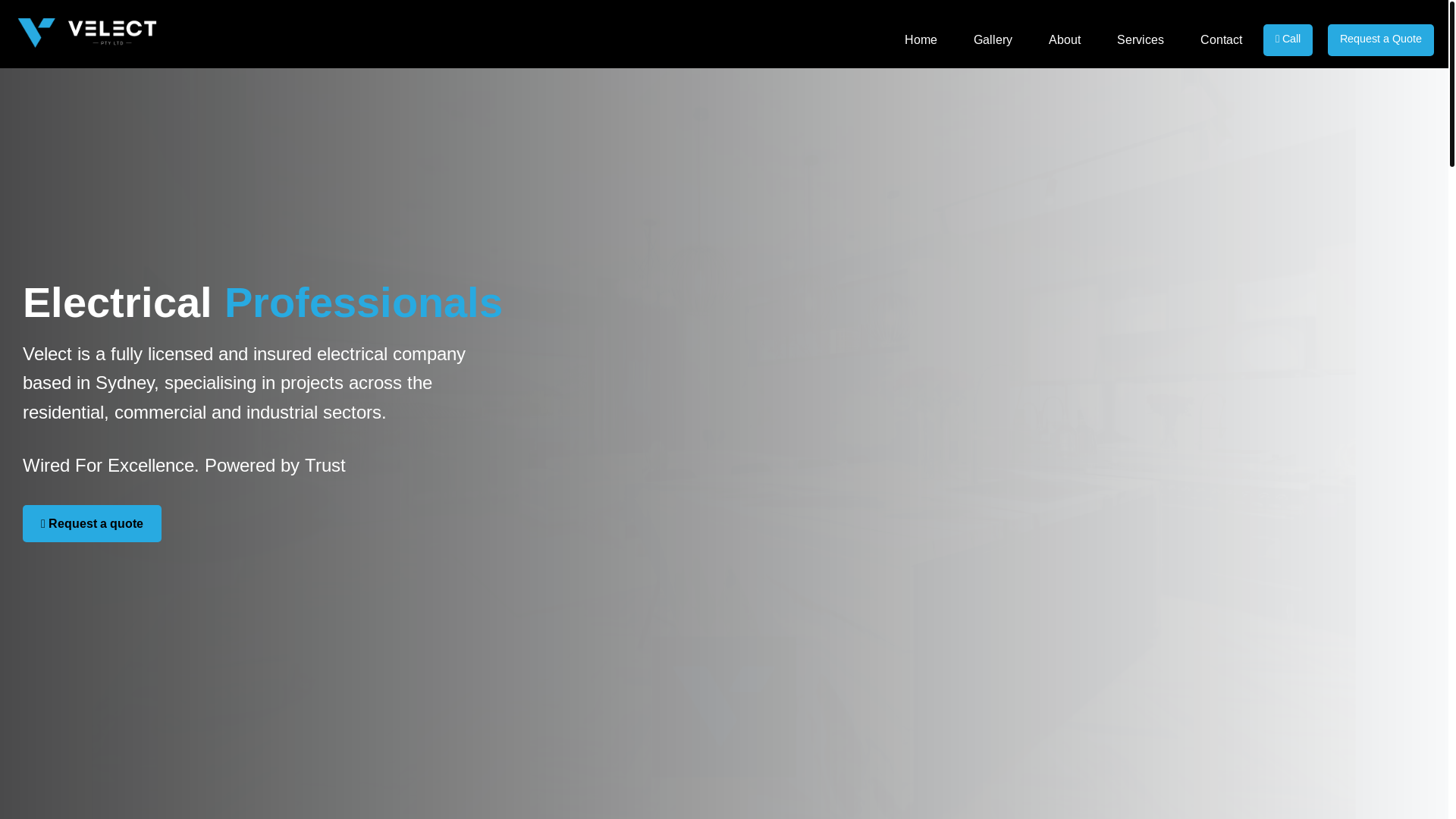 website screenshot of https://velect.com.au/
