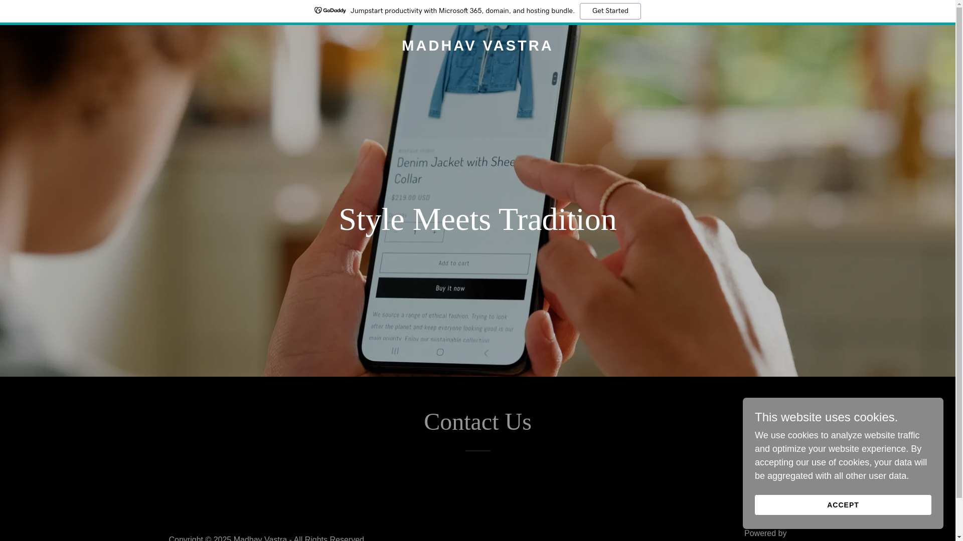 website screenshot of https://madhavvastra.shop/