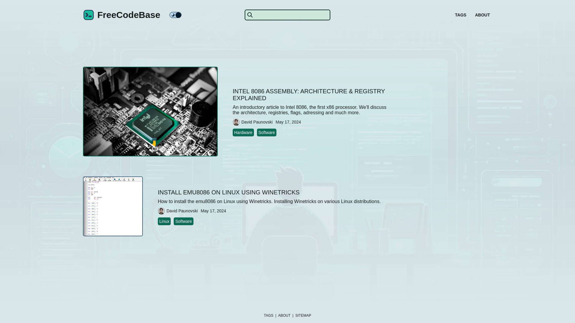 website screenshot of https://freecodebase.pages.dev/
