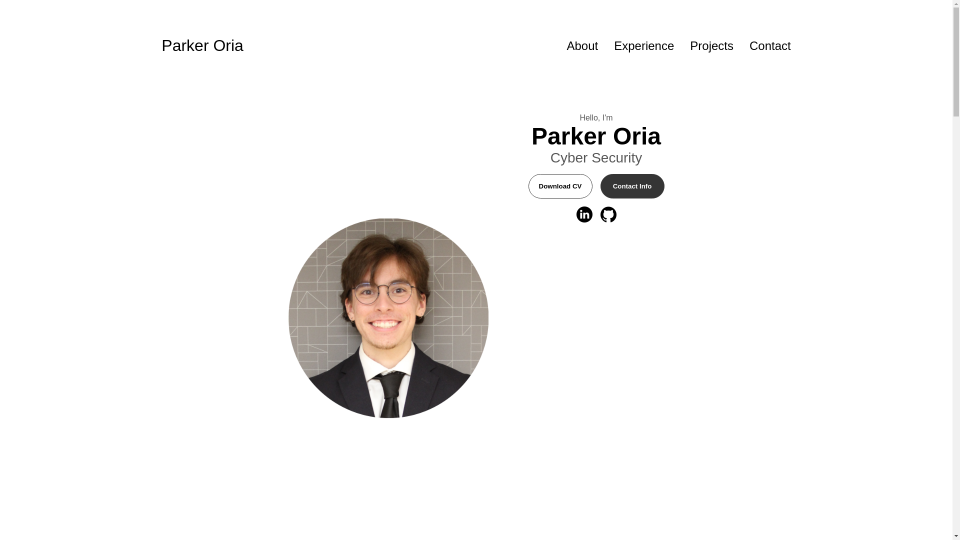 website screenshot of https://parkeroria.com/