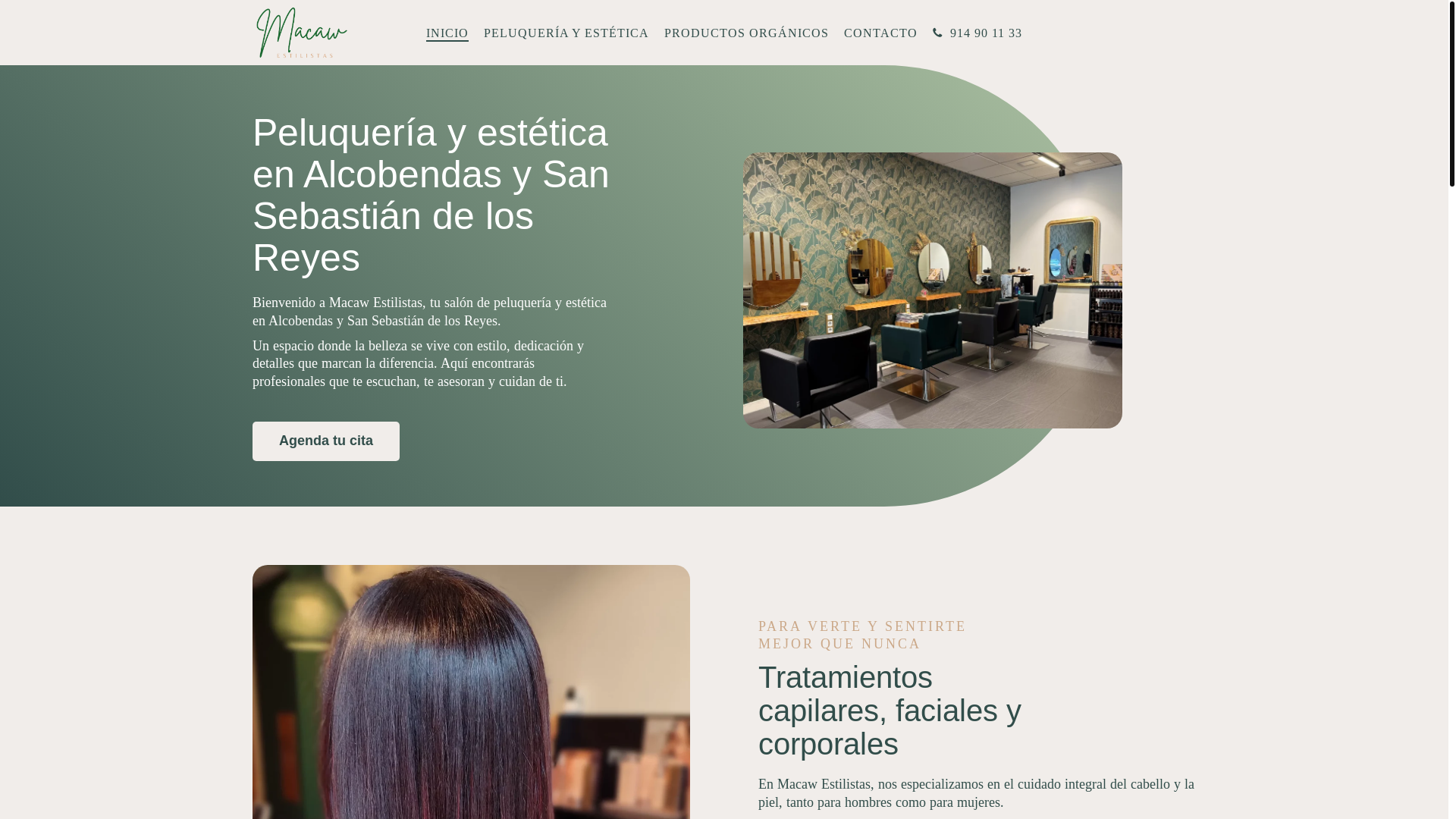 website screenshot of https://macawestilistas.es/