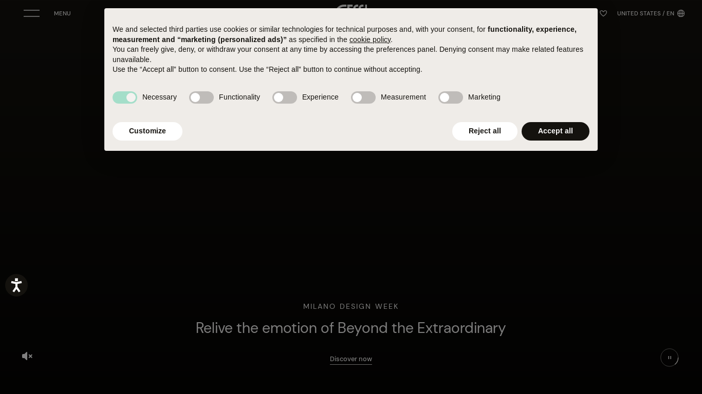 website screenshot of https://www.gessi.com/