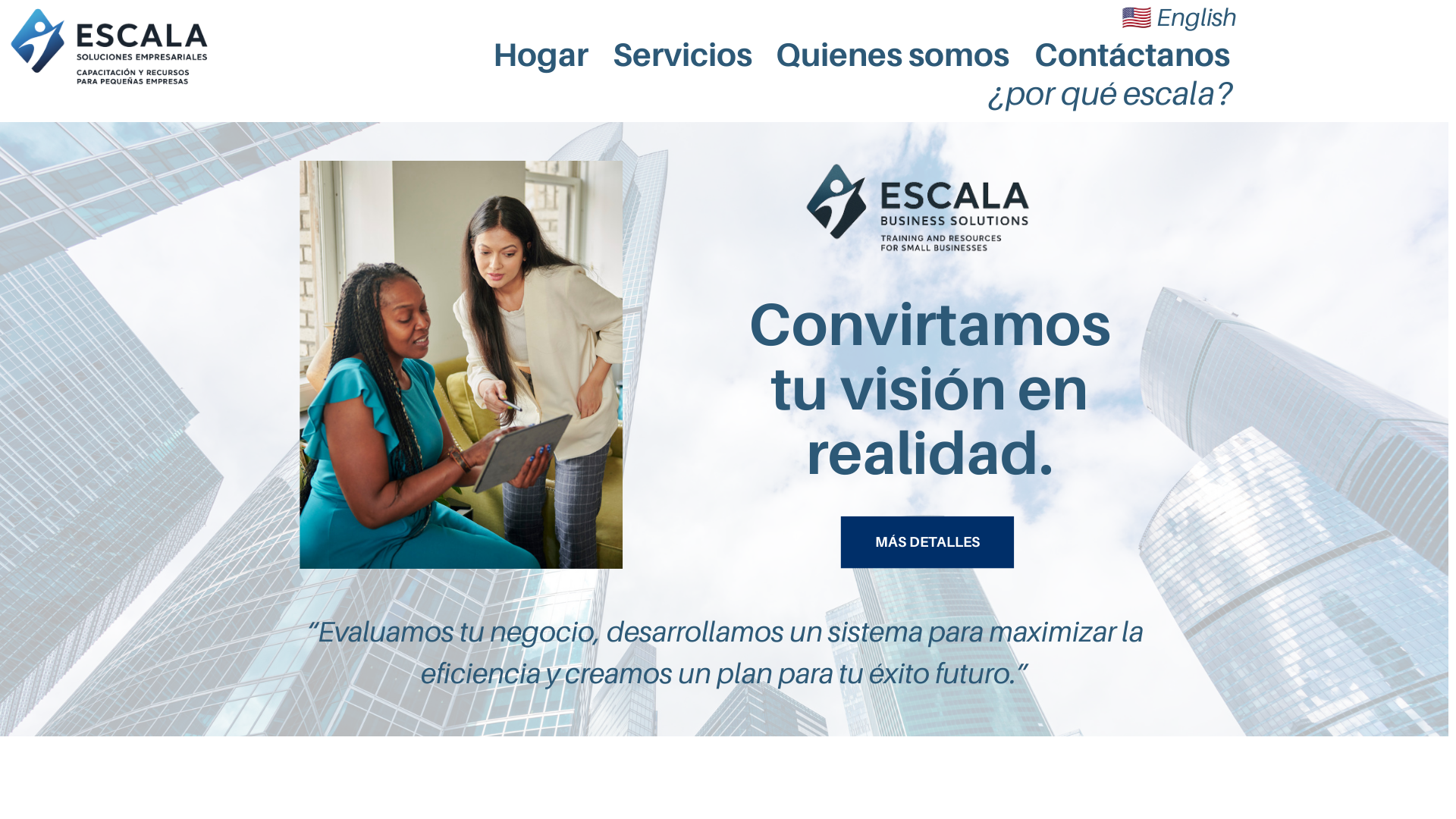 website screenshot of https://escalasolucionesempresariales.com/