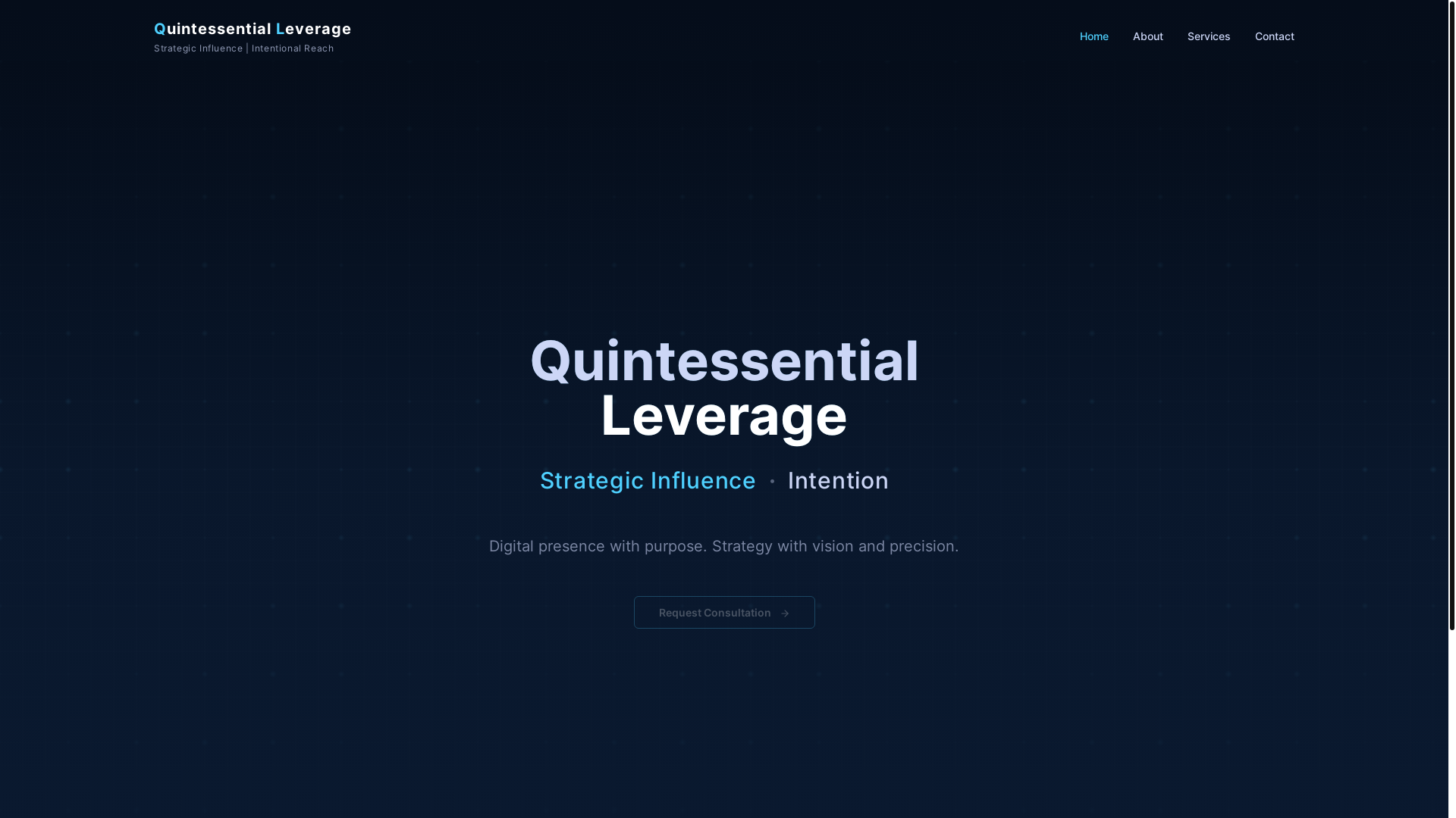 website screenshot of https://quintessentialleverage.com/