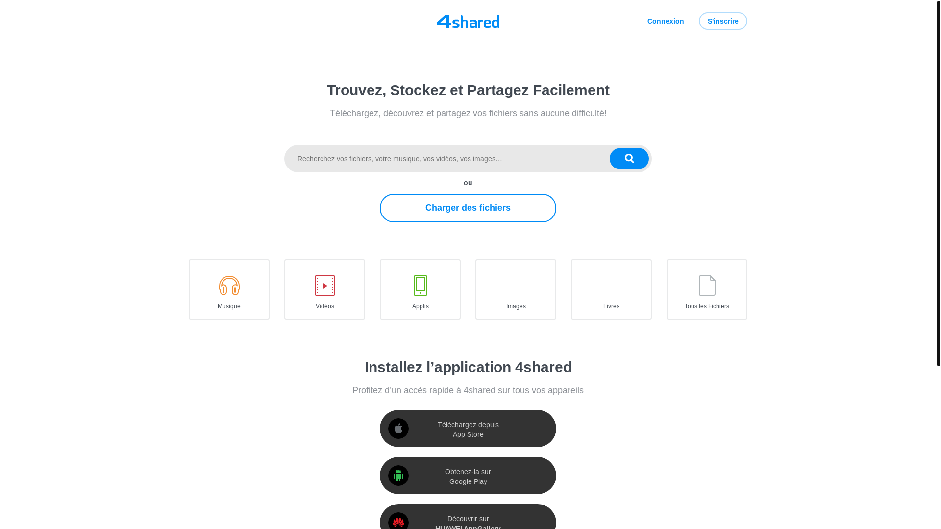 website screenshot of https://4shared.com