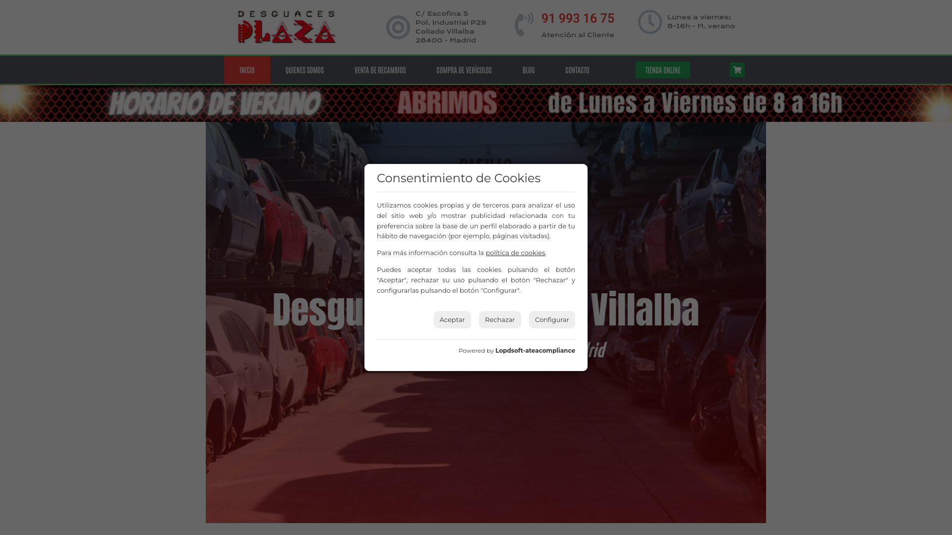 website screenshot of https://desguacesplaza.com/