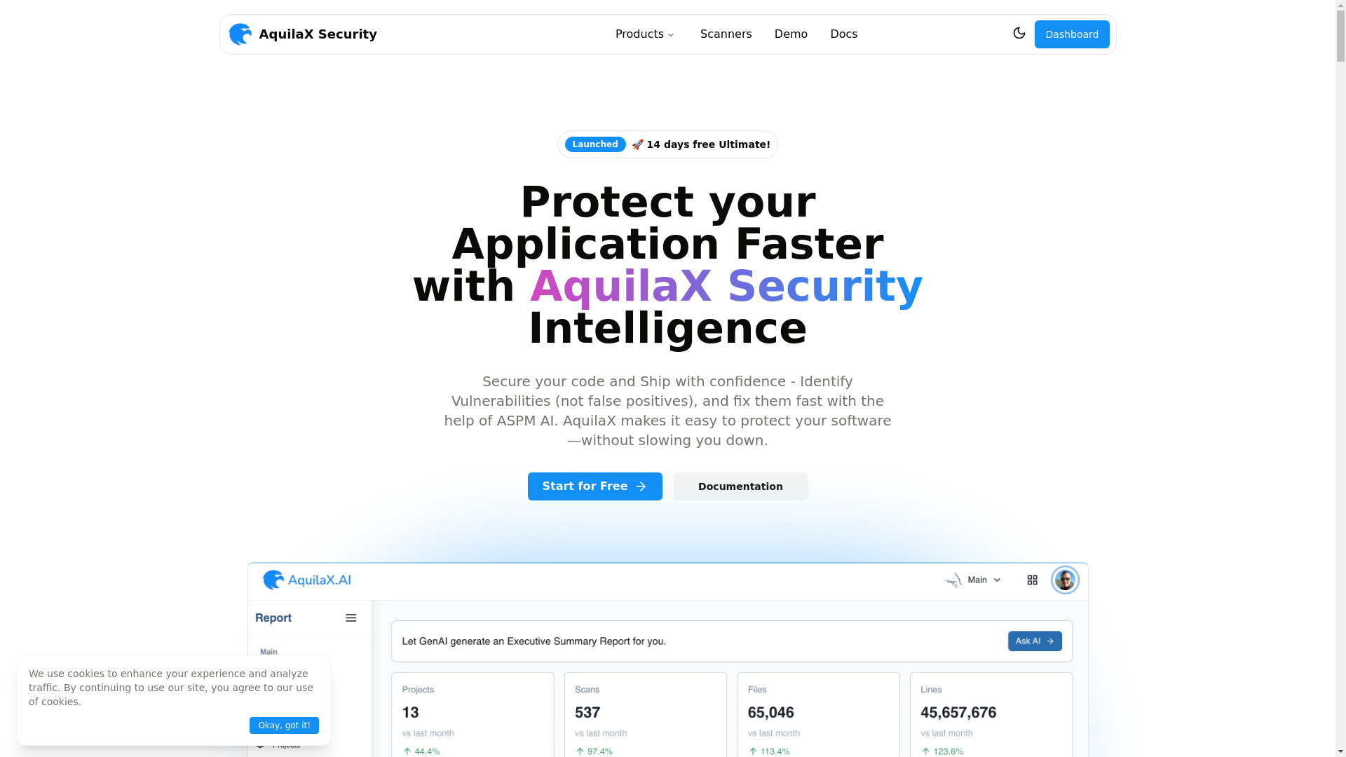 website screenshot of https://aquilax.ai/
