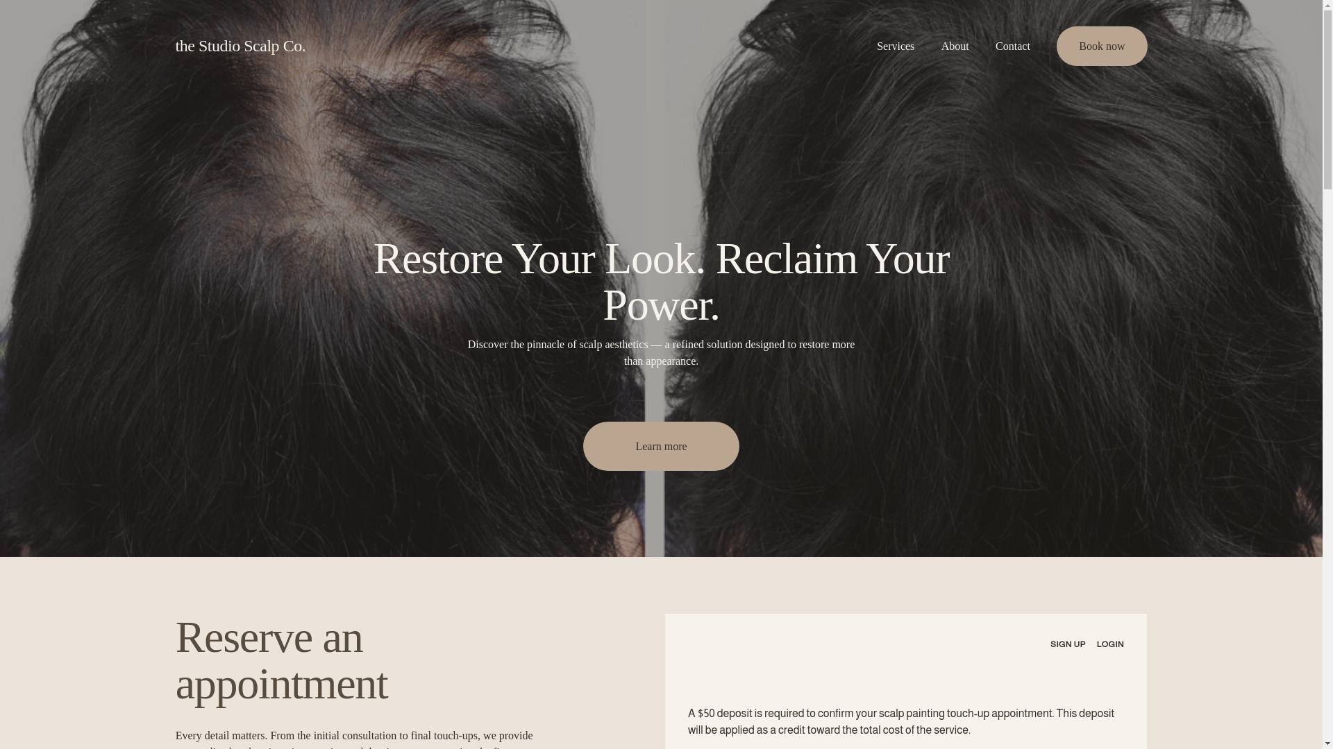website screenshot of https://thestudioscalpco.com/