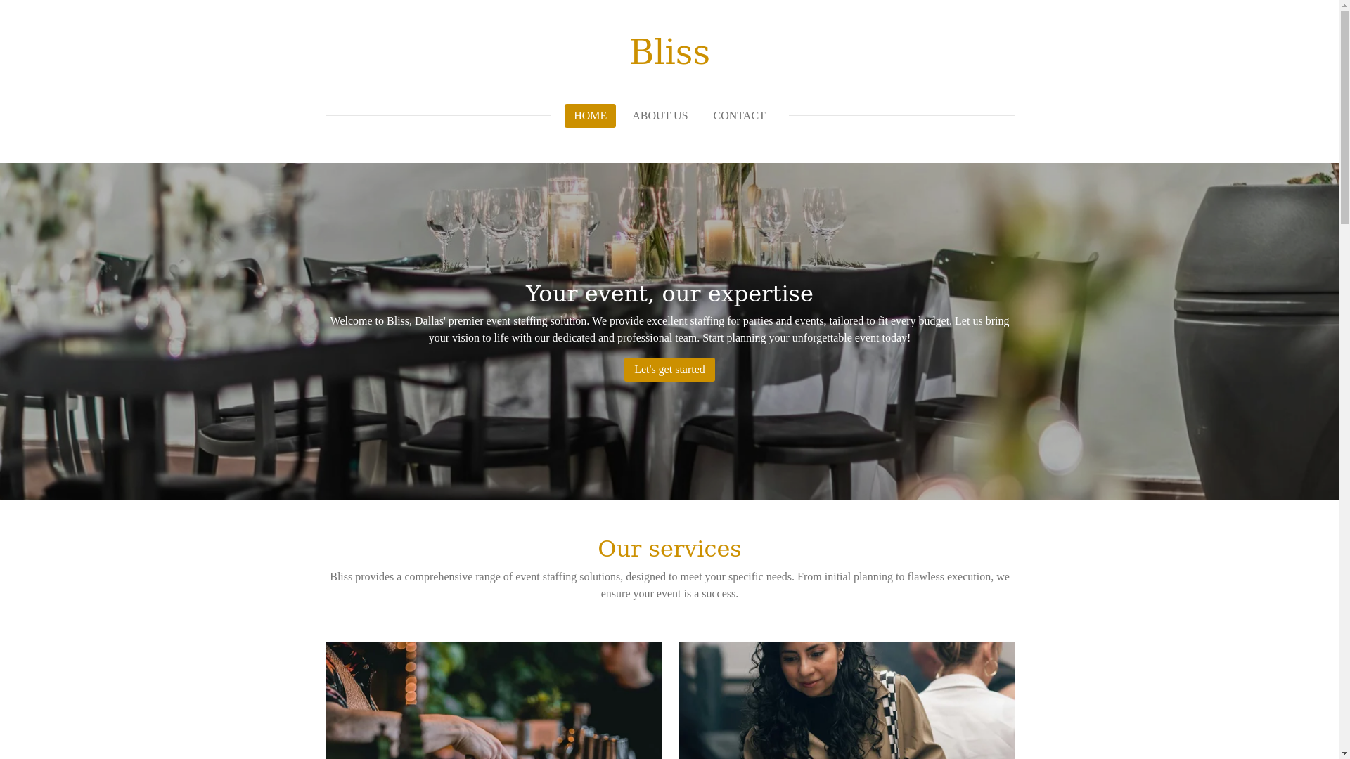 website screenshot of https://blisseventnow.com/