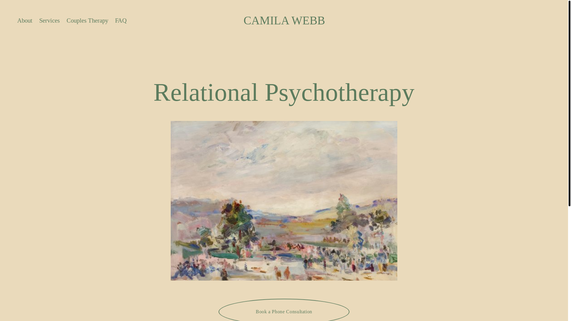 website screenshot of https://camilawebbpsychotherapy.com/