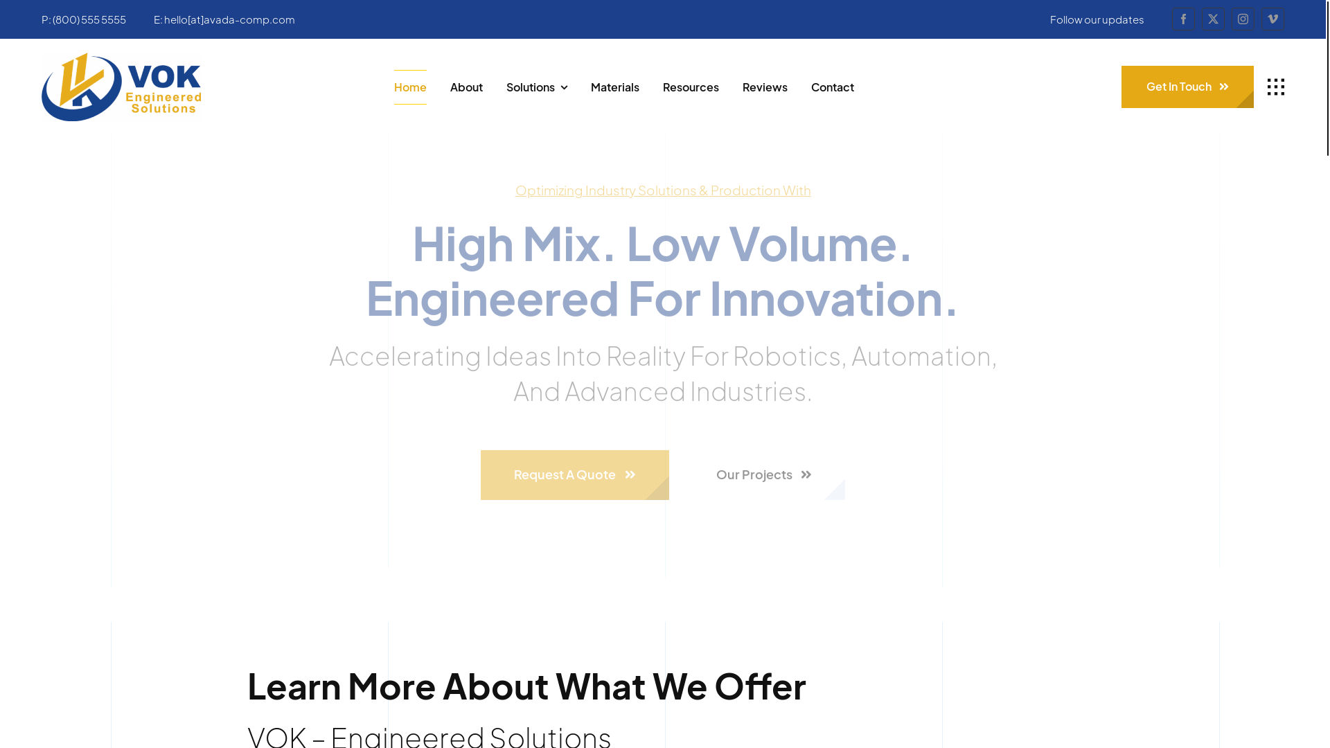 website screenshot of https://vokglobalsolutions.com/