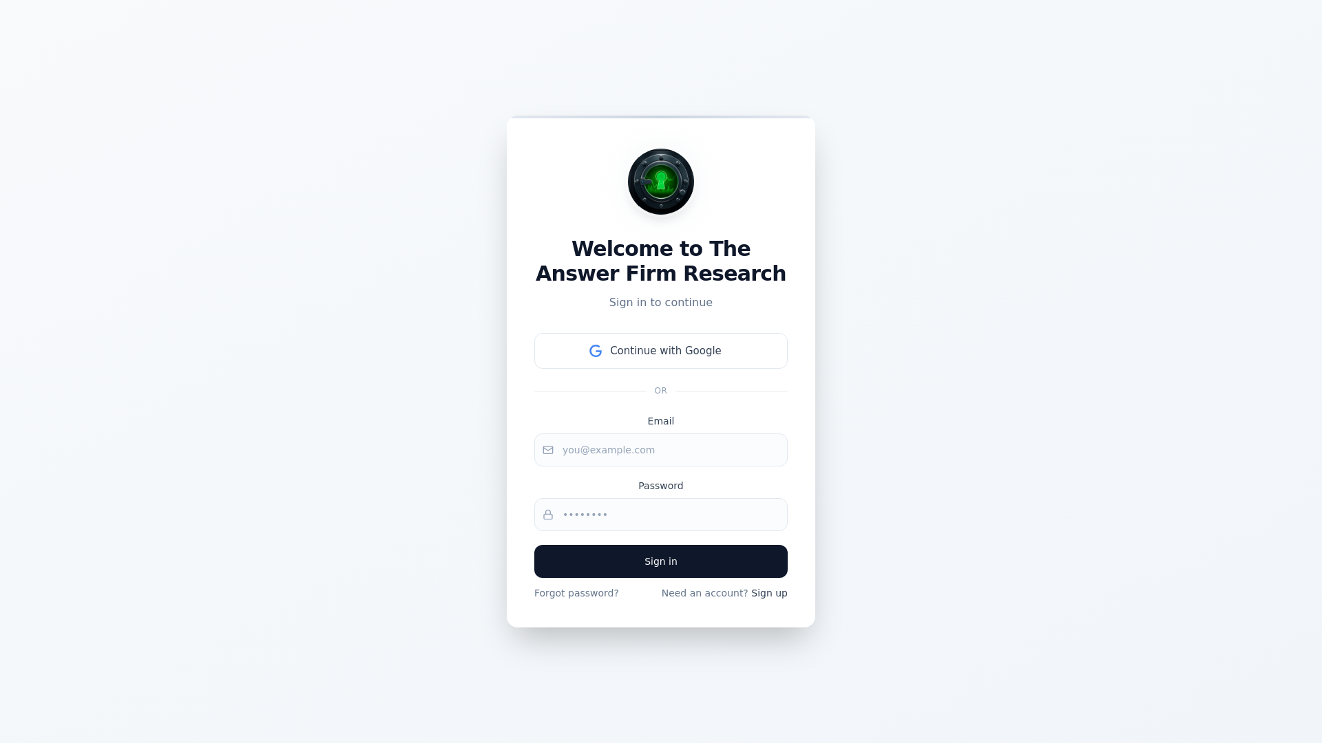website screenshot of https://theanswerresearchfirm.com/