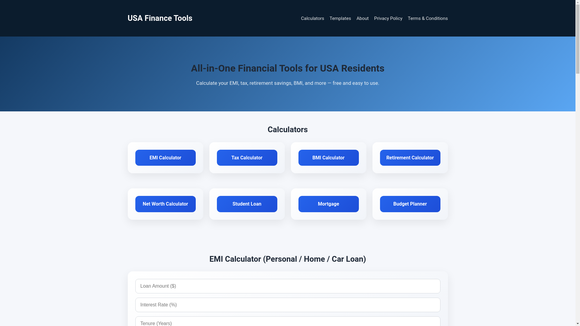 website screenshot of https://usfinancecalc.pages.dev/