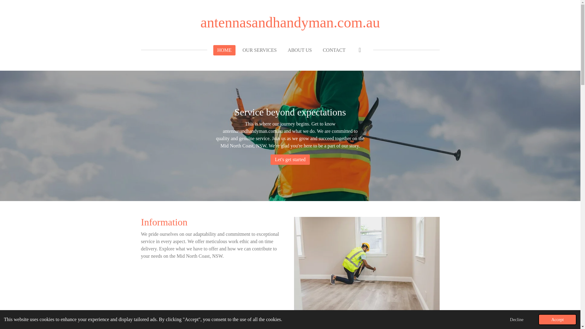 website screenshot of https://antennasandhandyman.com.au/