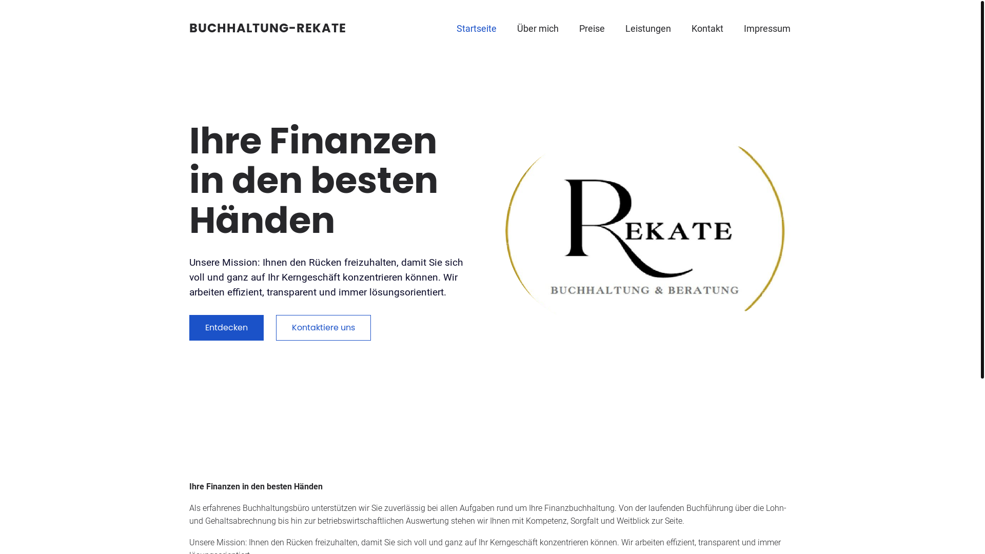 website screenshot of https://buchhaltung-rekate.de/