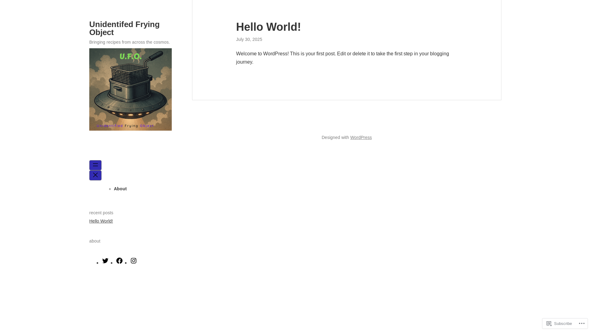 website screenshot of https://unidentifiedfryingobject.blog/