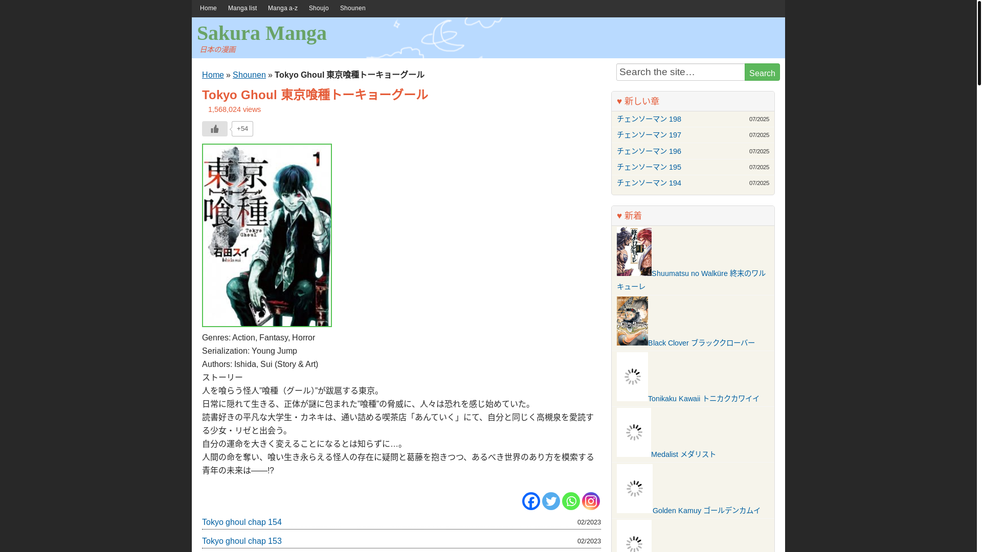website screenshot of https://mangasakura.com/p-tokyo-ghoul/