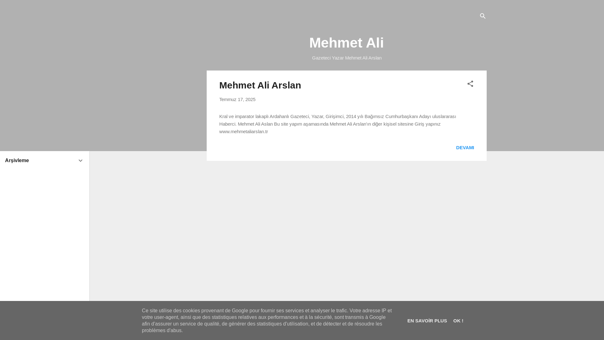 website screenshot of https://mehmetali.tr/