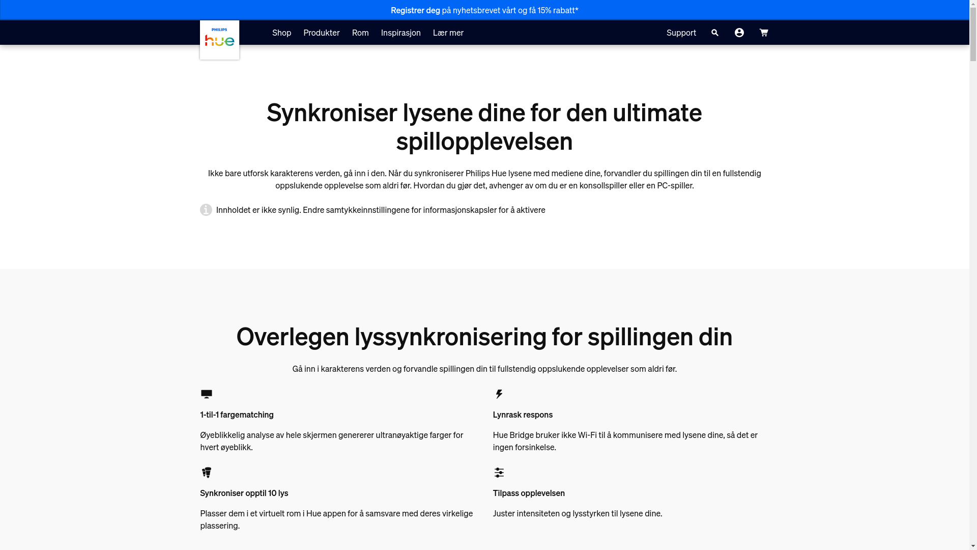 website screenshot of https://www.philips-hue.com/no-no/explore-hue/propositions/entertainment/sync-with-pc