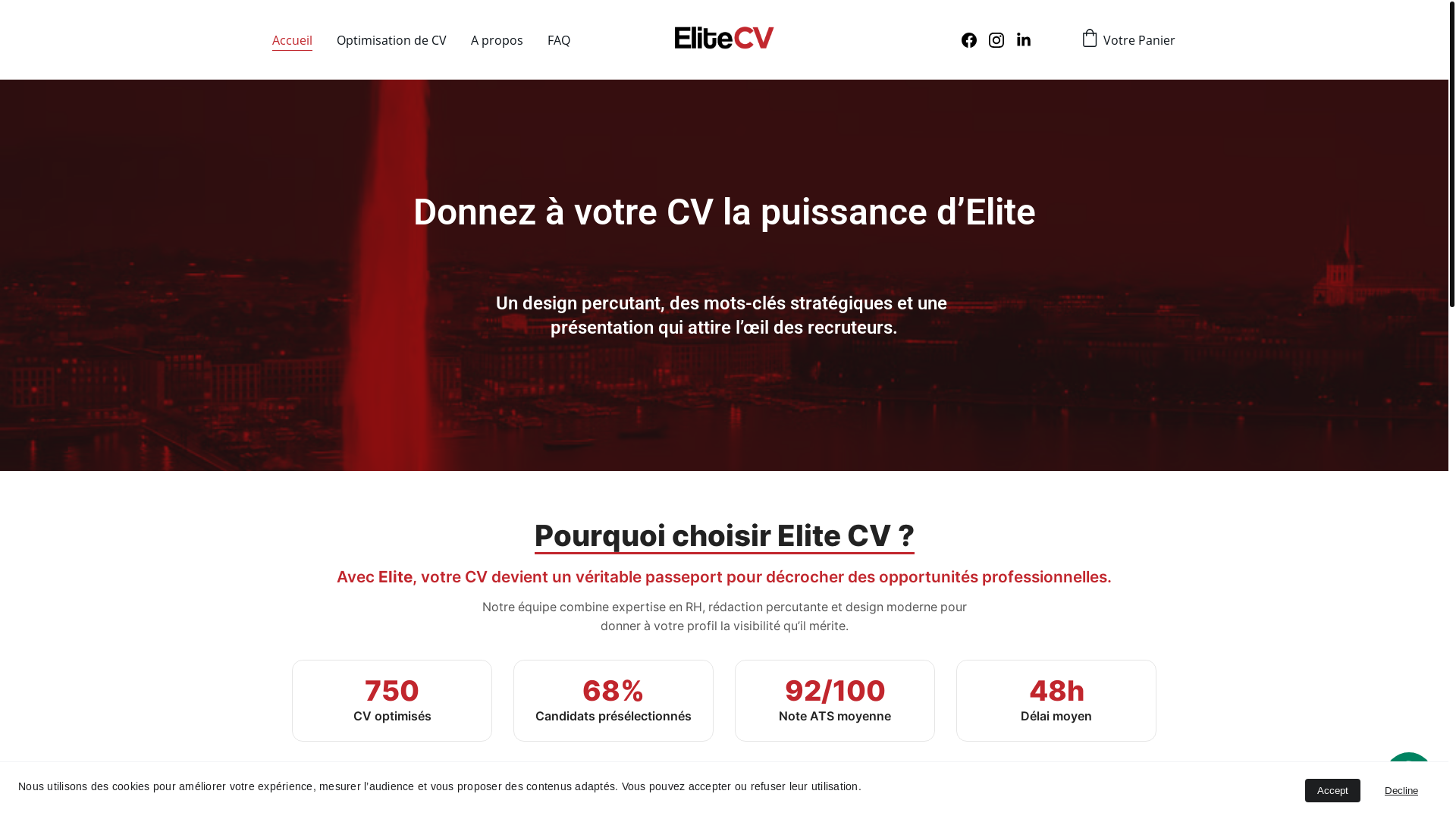 website screenshot of https://elite-cv.ch/