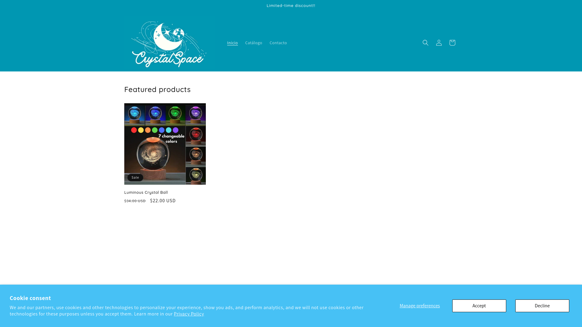 website screenshot of https://mycrystalspace.com/