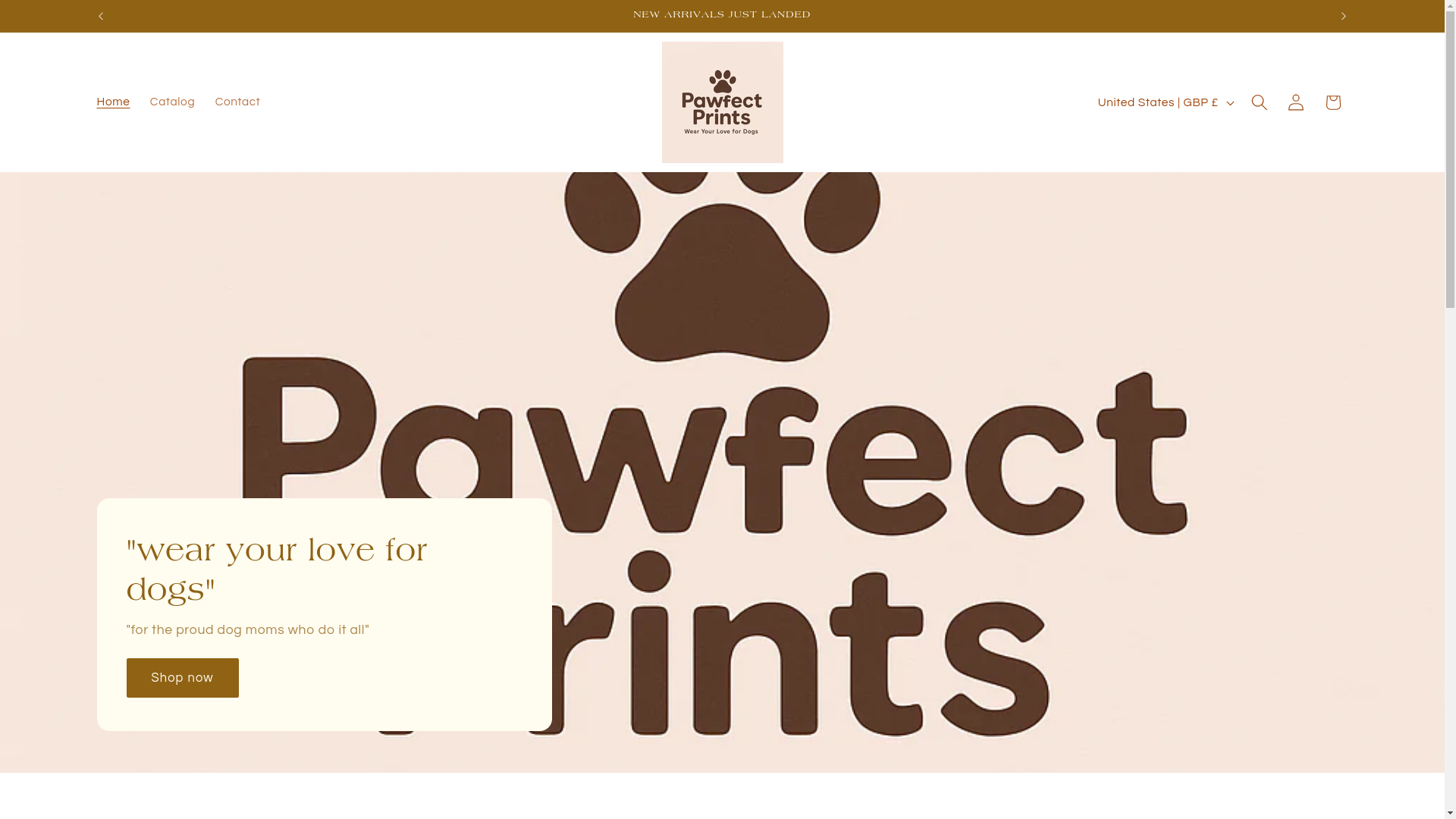 website screenshot of https://pawfectprints.org/