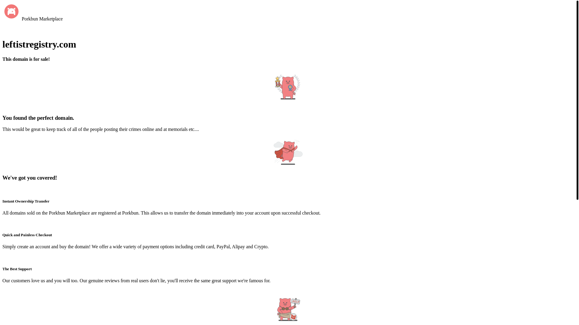 website screenshot of https://leftistregistry.com/