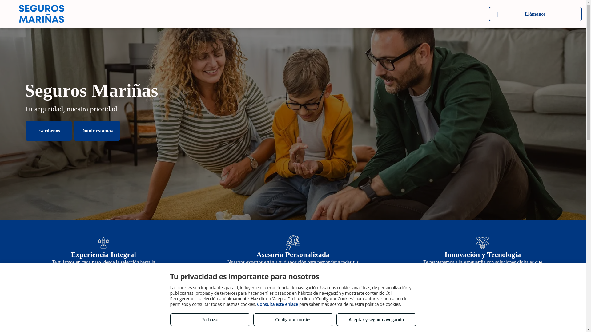 website screenshot of https://segurosmarinas.es/