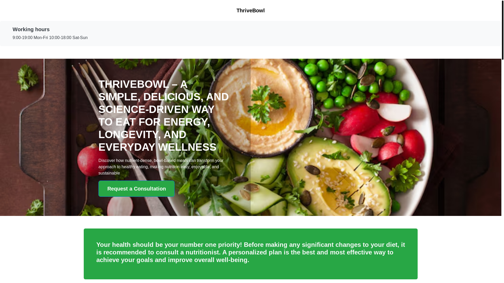 website screenshot of https://thrivebowllife.info/
