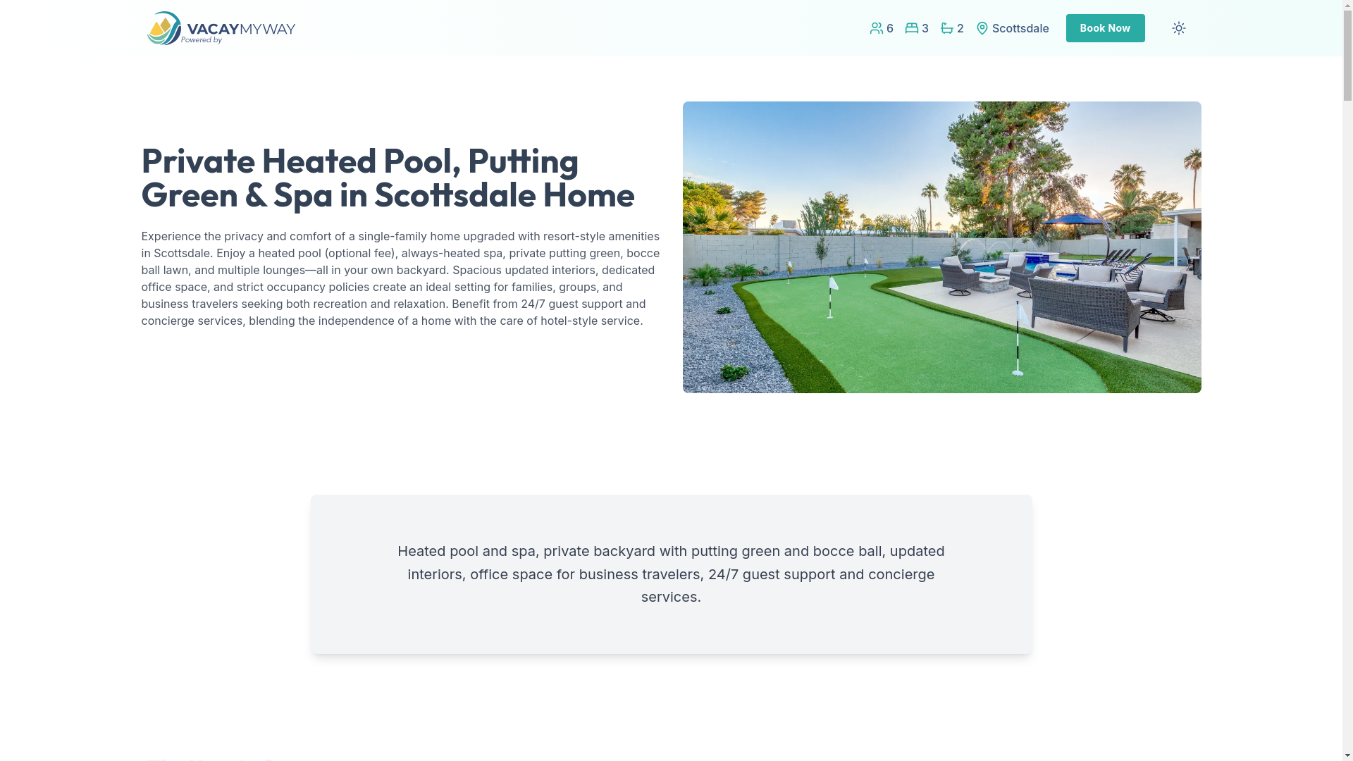 website screenshot of https://blissscottsdale.vacations/