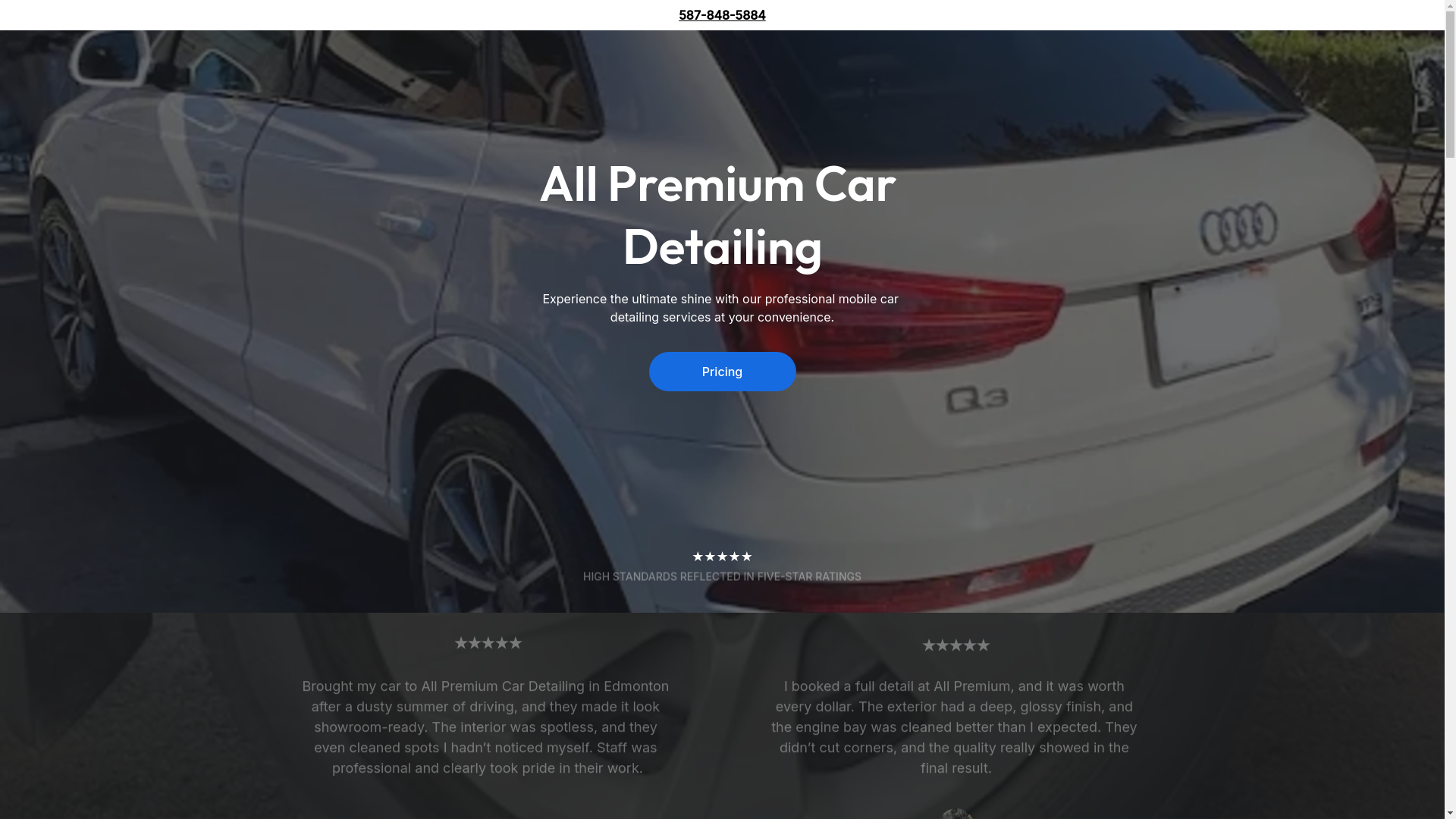 website screenshot of https://allpremiumcardetailing.shop/
